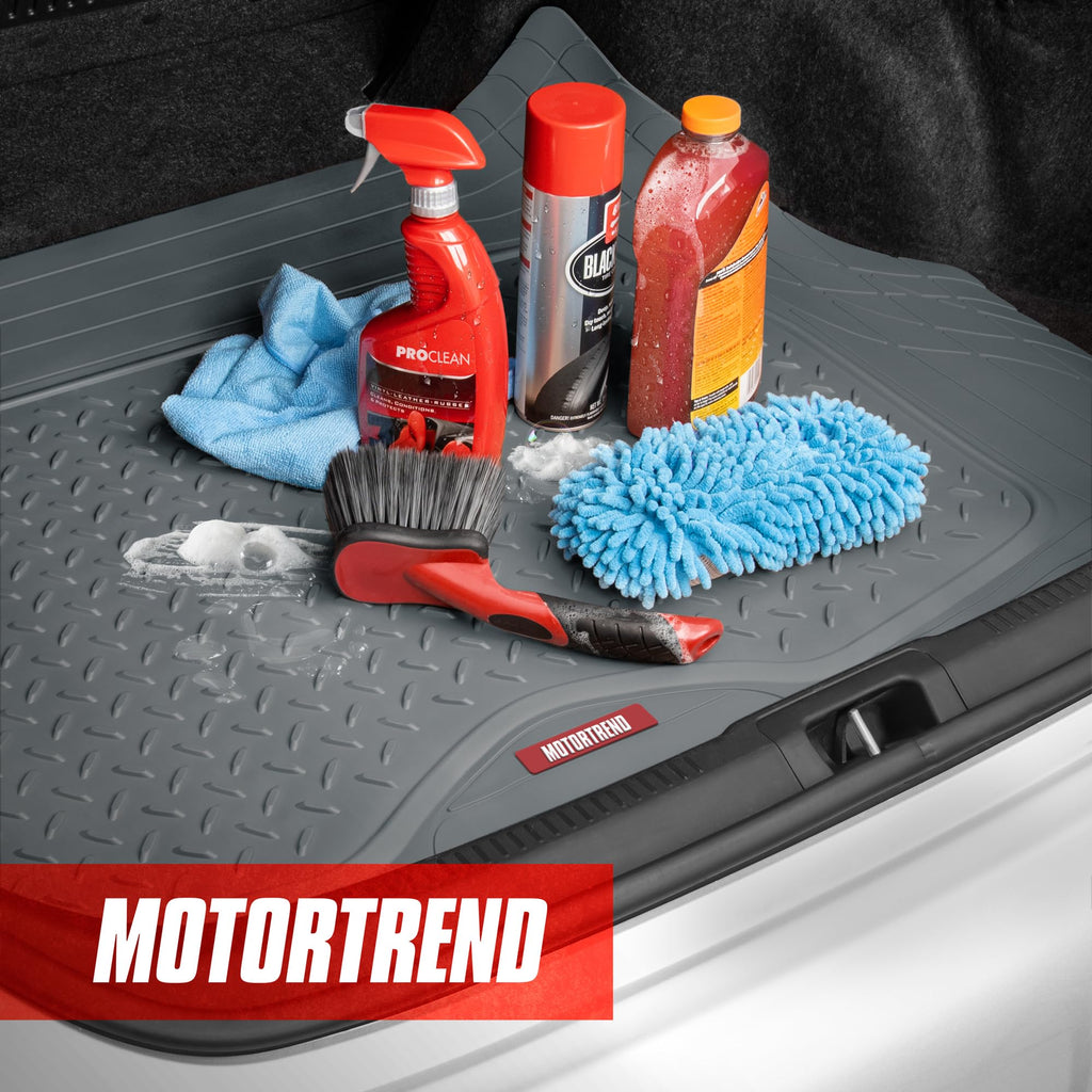 Motor Trend FlexTough™ Heavy Duty Rubber Black Car Floor Mats All Weather & Jumbo SUV Cargo Liner Full Set - Universal Trim to Fit Automotive Floor Mats & Trunk Mats for Cars Interior Accessories