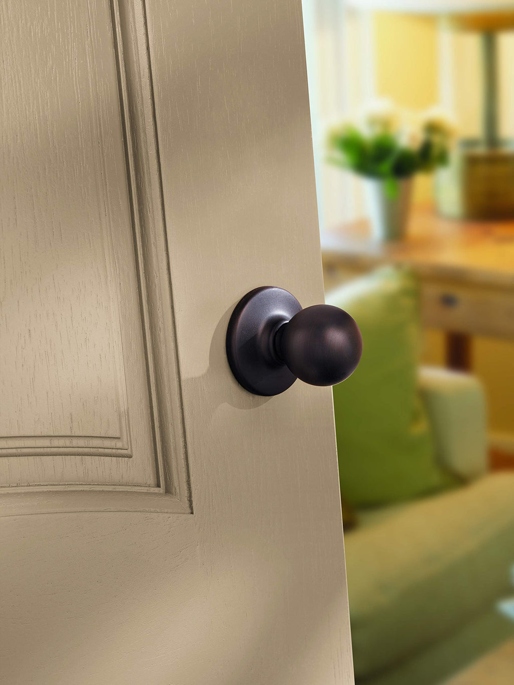 Kwikset Polo Dummy Door Knob, Single Sided Handle for Closets, French Double Doors, and Pantry, Matte Black Non-Turning Interior Push/Pull Door Knob, with Microban Protection