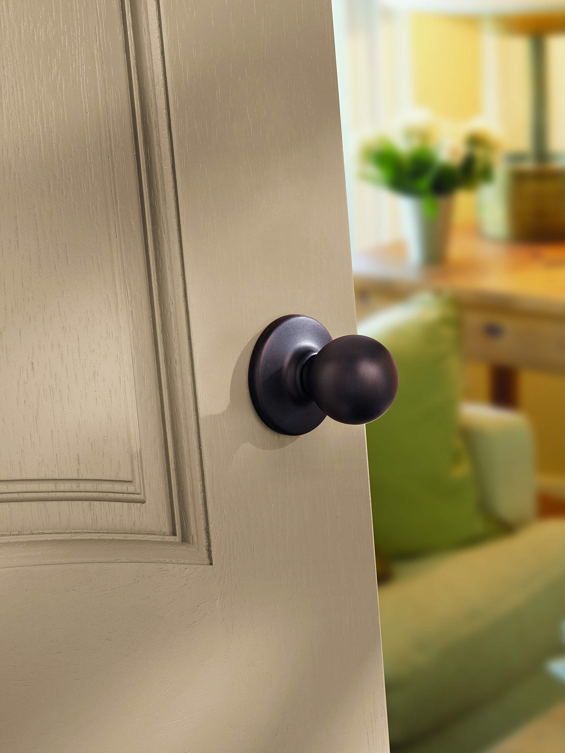 Kwikset Polo Dummy Door Knob, Single Sided Handle for Closets, French Double Doors, and Pantry, Matte Black Non-Turning Interior Push/Pull Door Knob, with Microban Protection