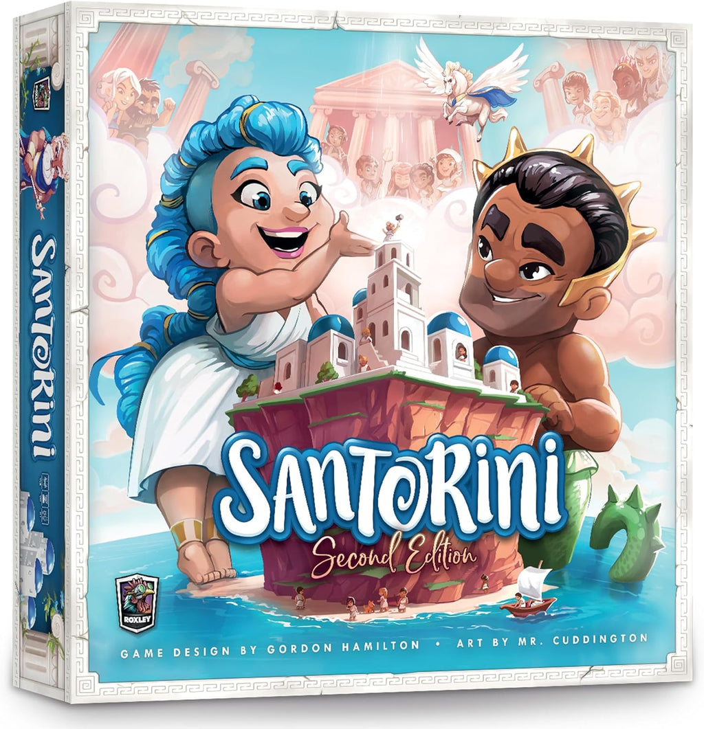 Santorini: Second Edition Board Game – 2–4 Player Greek Strategy Game with 3D Towers & God Powers