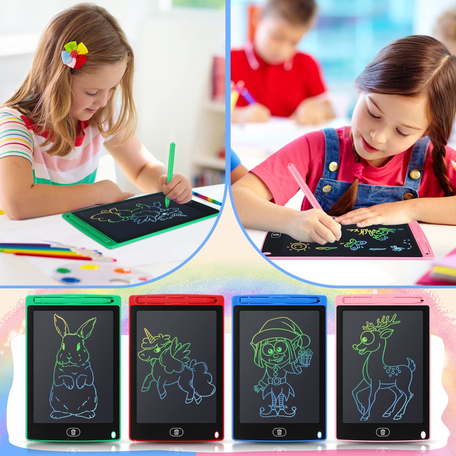 Epakh 16 PCS LCD Writing Tablet for Kids - 8.5 Inch Reusable Writing Board Drawing Doodle Pad Gift for Girl & Boy, Toddlers, Back to School, Birthday Party Favors(Black)