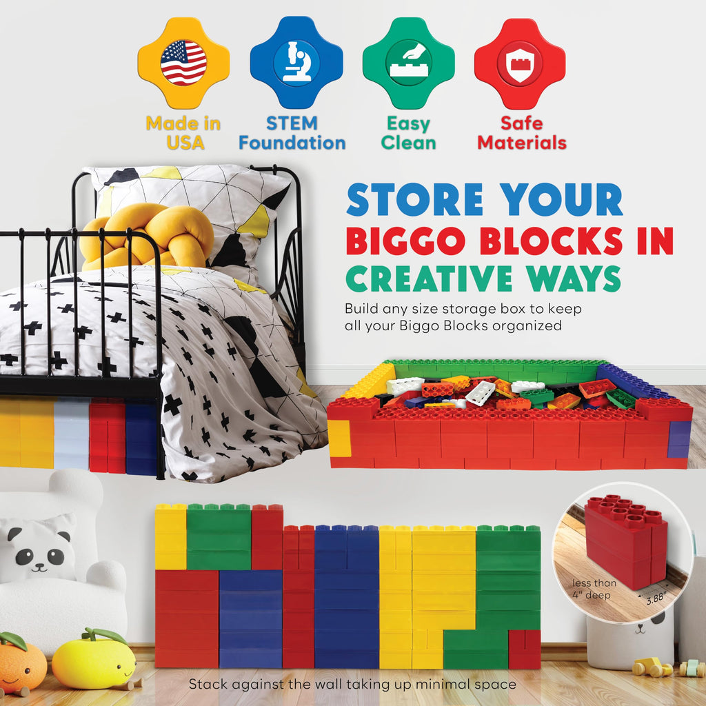 BiggoBlocks Large Building Blocks for Kids Ages 3-8 – 288 Piece Mega Set – Indoor & Outdoor STEM Toy for Boys & Girls