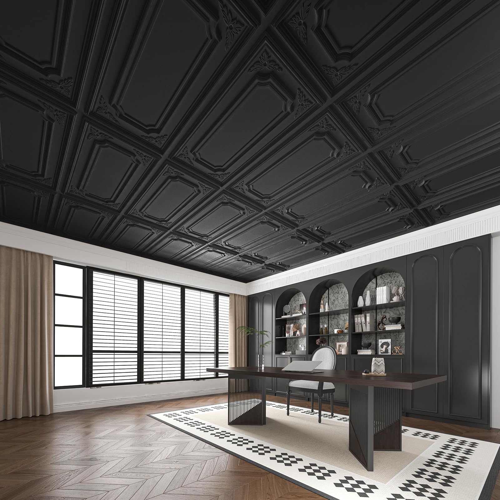 Art3dwallpanels 12 Pack Drop Ceiling Tiles, 2x4 Ft PVC Decorative 3D Wall Panel, Glue Up Ceiling Covering Panels for Basement Kitchen Bathroom, 24x48 Inch, Cover 96 Sq. Ft, White