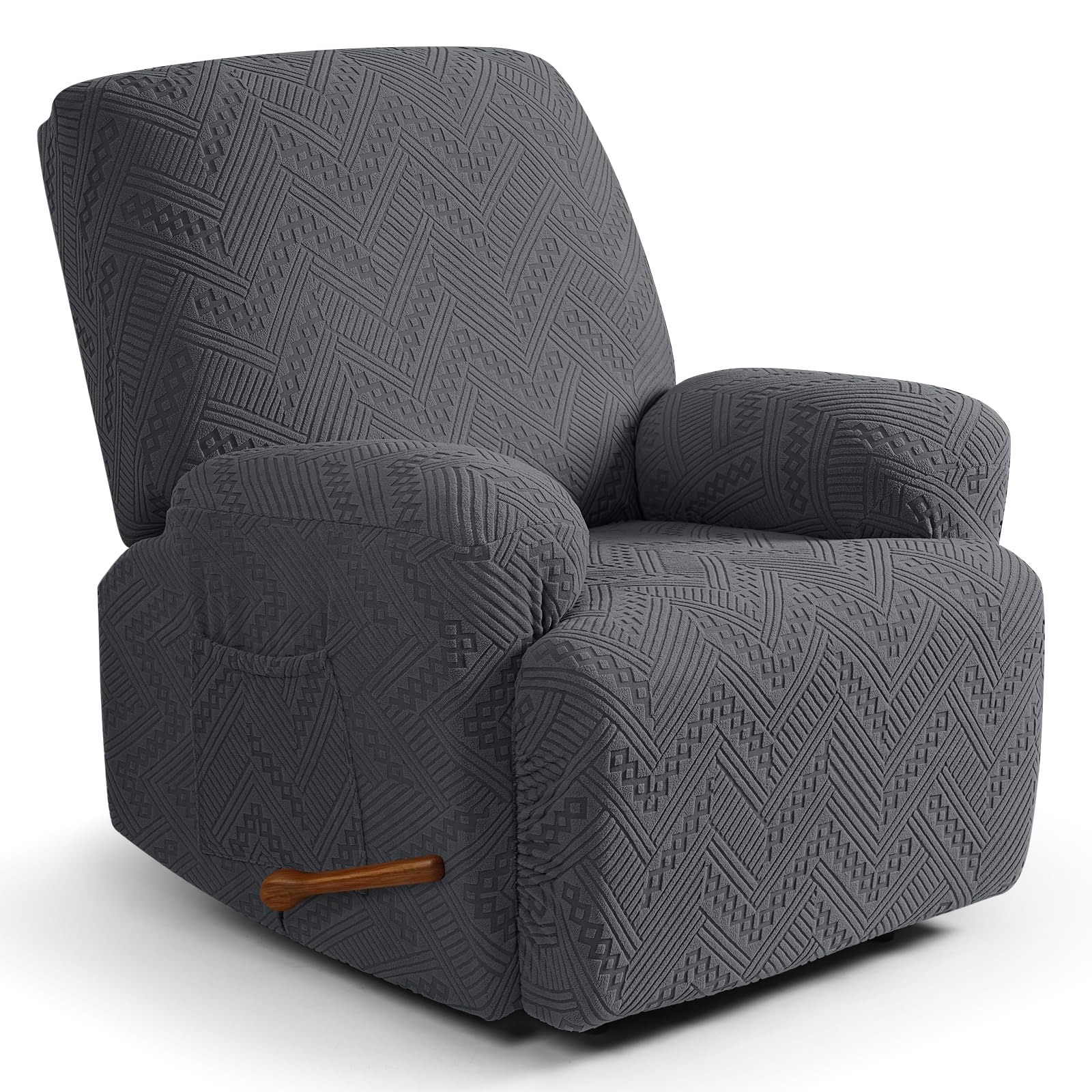 Ruaozz Recliner Chair Covers 3-Pieces Lazy Boy Recliner Slipcovers Stretch Reclining Chair Slipcover Washable Furniture Protector with Elastic Bottom (1 Seater, Army Green)
