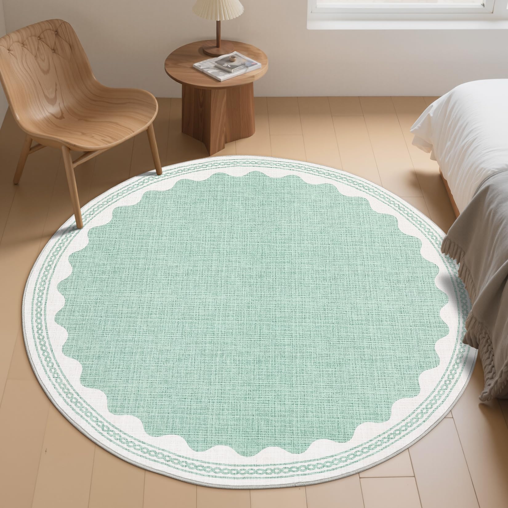 Scalloped Rug 2x3 Rugs for Entryway, Solid Blue Rugs Small Area Rug Non Slip Scalloped Bath Mat, Washable Front Door Mat Indoor Entrance,Soft Girls Nursery Dorm Carpet for Bedroom Kitchen