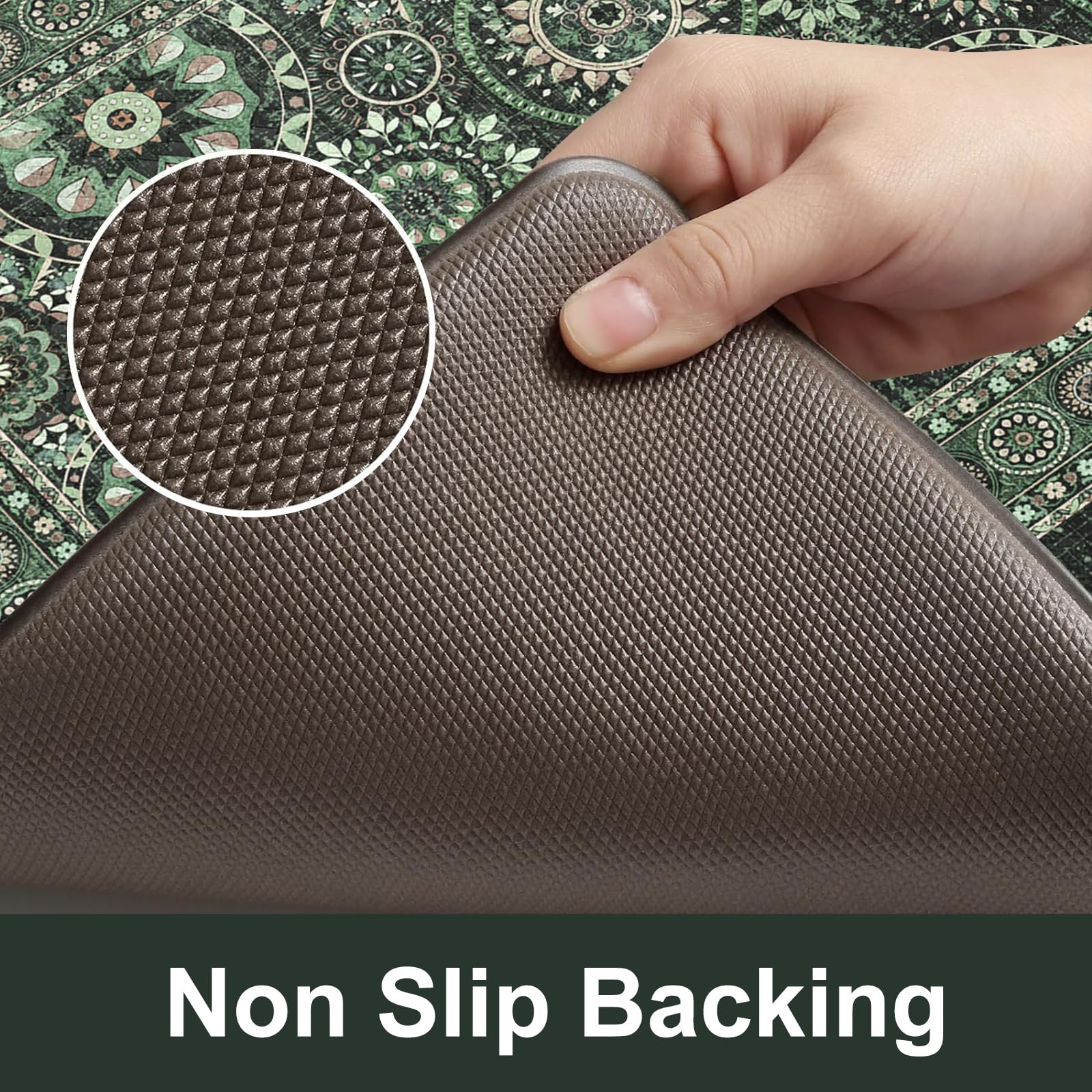 KIMODE Anti Fatigue Kitchen Mats 17"x47"+17"x29", Farmhouse Kitchen Rugs Sets of 2, Cushioned Non Skid Kitchen Mats for Floor, Comfort Kitchen Floor Mats for Sink Laundry Desk Black