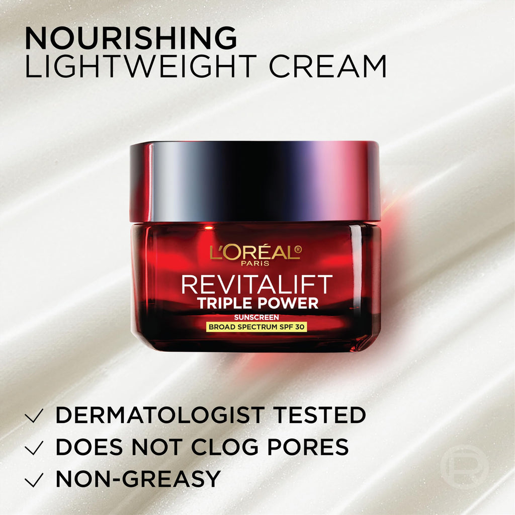 L'Oreal Paris Revitalift Triple Power Anti-Aging Face Moisturizer, Pro Retinol, Hyaluronic Acid & Vitamin C to Reduce Wrinkles, Firm & Brighten Skin, 2.55 Oz