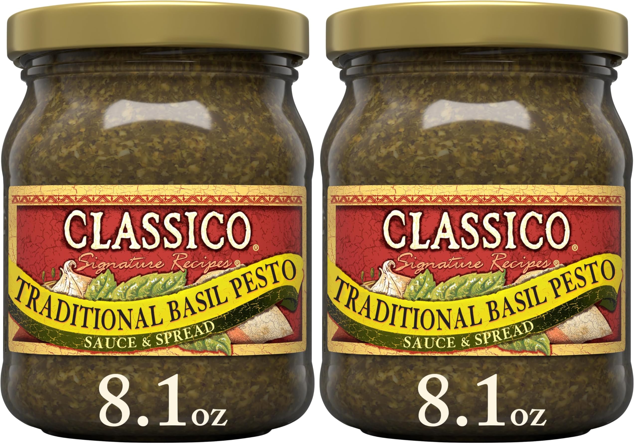 Classico Signature Recipes Traditional Basil Pesto Sauce & Spread, 8.1 oz Jar