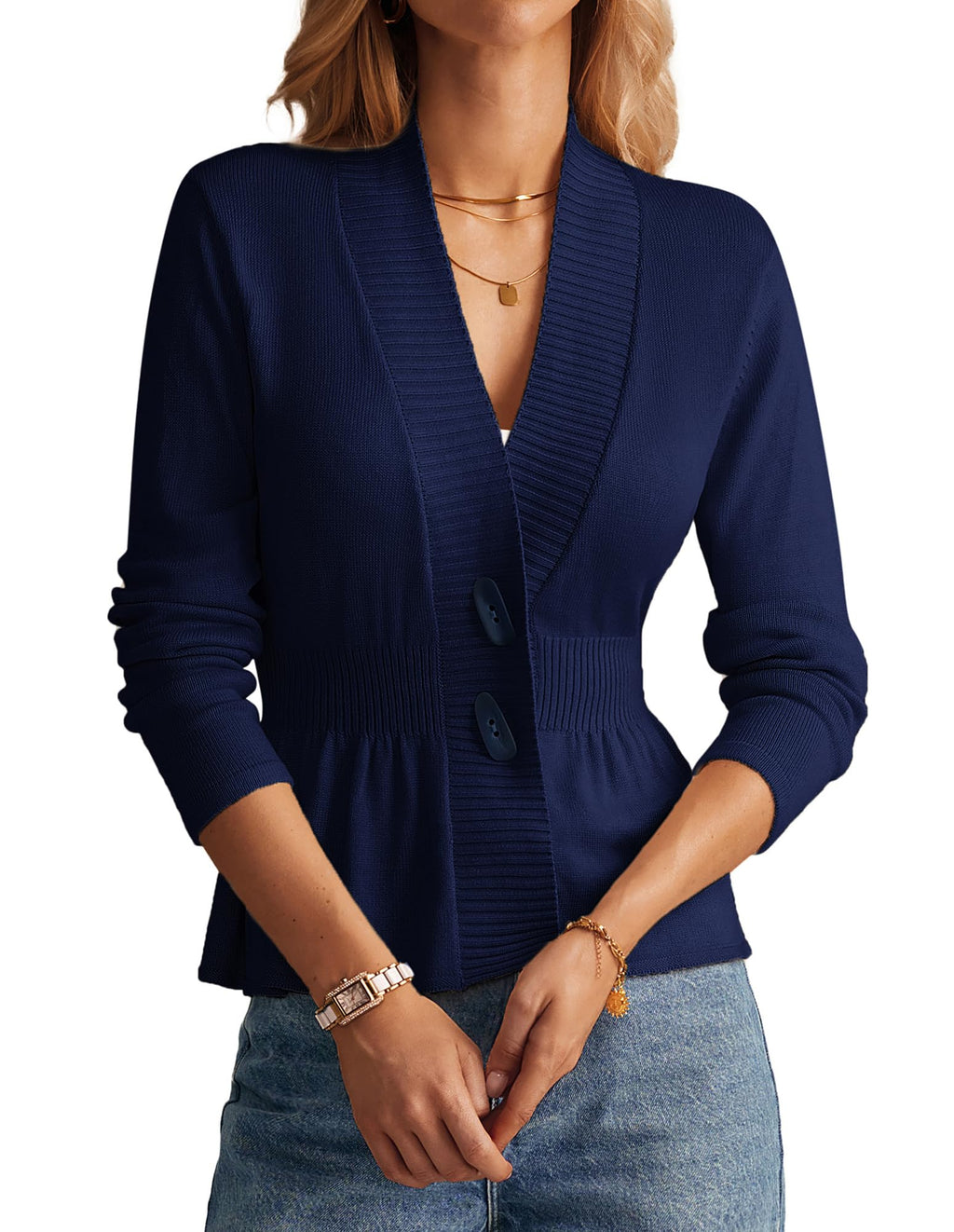 GRACE KARIN Women Cardigan Sweaters 2025 Fall,Long Sleeve Cropped Sweater Coat Trendy,Button Front Peplum Tops Lightweight