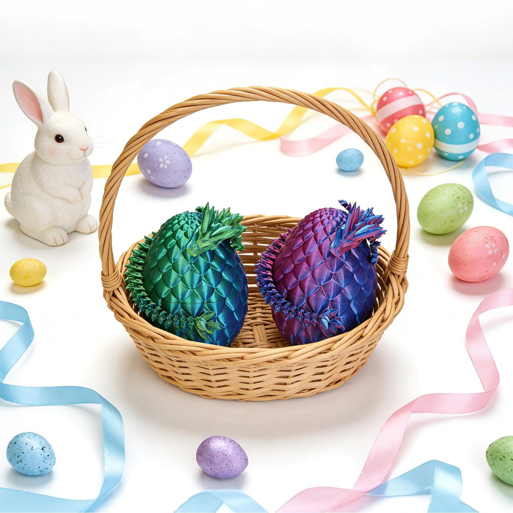 HEZUJ 3D Printed Dragon Dinosaur Egg,Articulated Crystal Dragon Fidget Toys,Prefilled Easter Basket Stuffers Eggs Filled, for Boys Girls Christmas Valentines Day Gifts (Purple Flying Dragon)