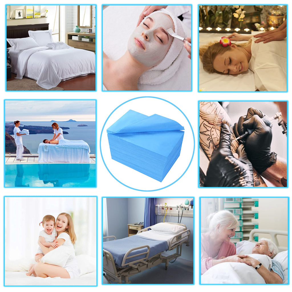 Disposable Bed Sheets 100 Pcs 31" x 71" Massage Table Sheets Non Woven Fabric SPA Bed Cover Breathable for Massage Beauty Tattoos（Black）