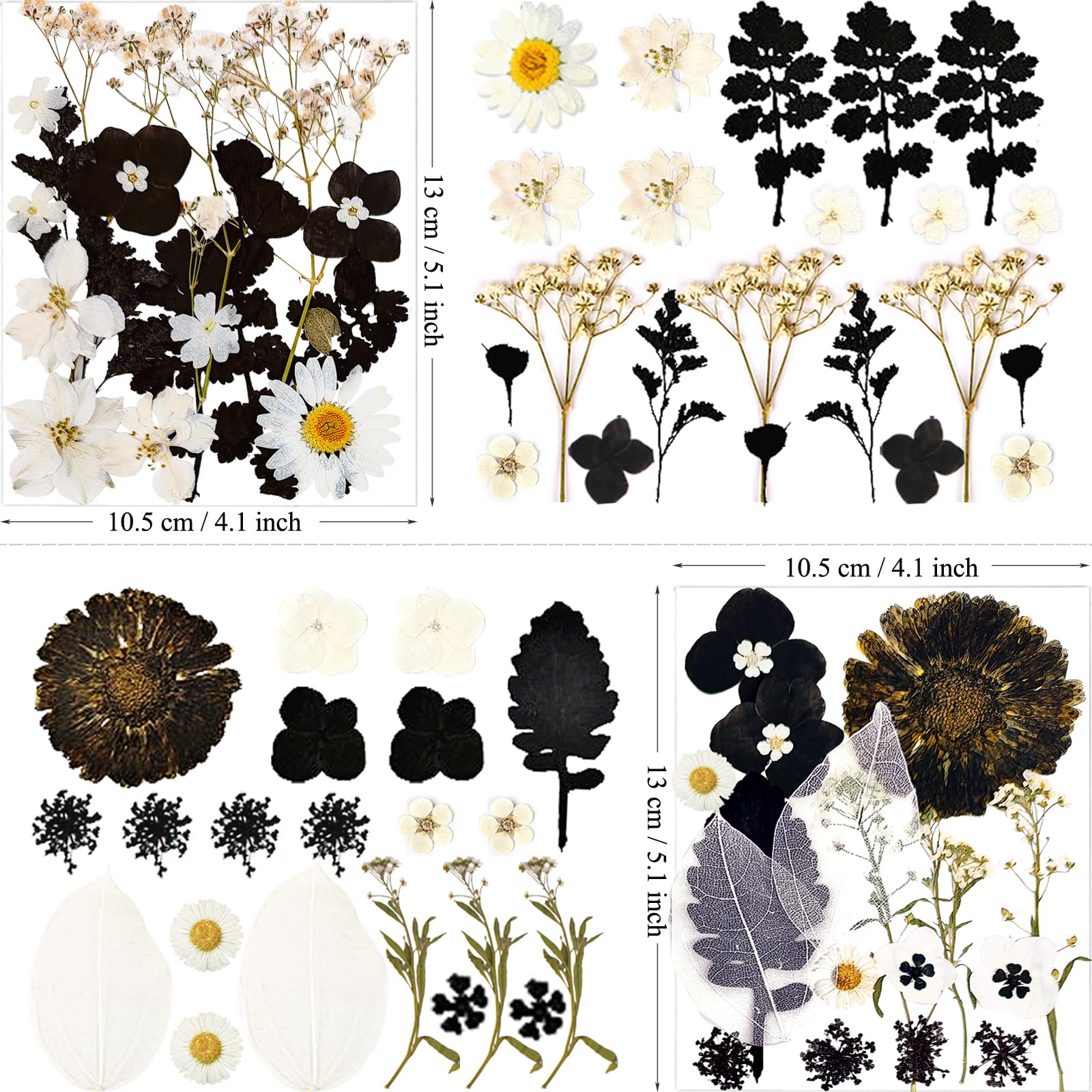 MIKIYA 98Pcs Pressed Dried Flowers for Resin Molds, Real Natural Bulk Big Dry Floral Leave for DIY Art Crafts, Epoxy Jewelry, Candle, Soap Making, Nails Decors