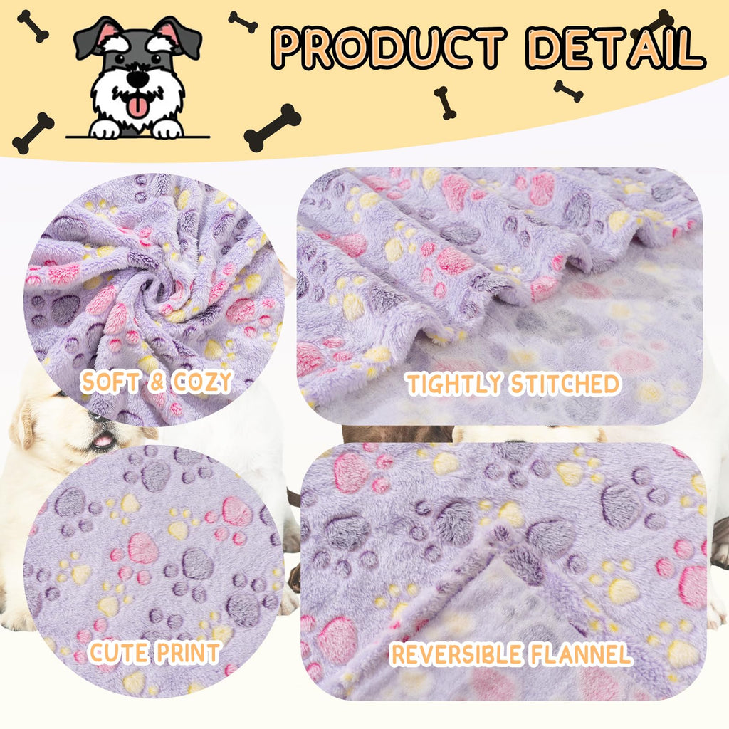 Rezutan 1 Pack 3 Dog Blanket for Large Dogs,41x31 inch for Medium Soft Fluffy Washable Pet Cat Blankets,Reversible Elephant & Paw Print for Dog Kennels & Beds, Sofas, Blue