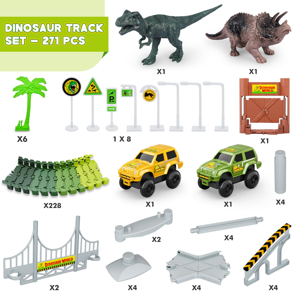Kids Toys 253 PCS Construction Race Tracks Toy for 3 4 5 6 7 8 Year Old Boys Girls, 5 PCS Construction Truck Car and Flexible Track Play Set Create A Engineering Road Games Toddler Toys Birthday Gifts