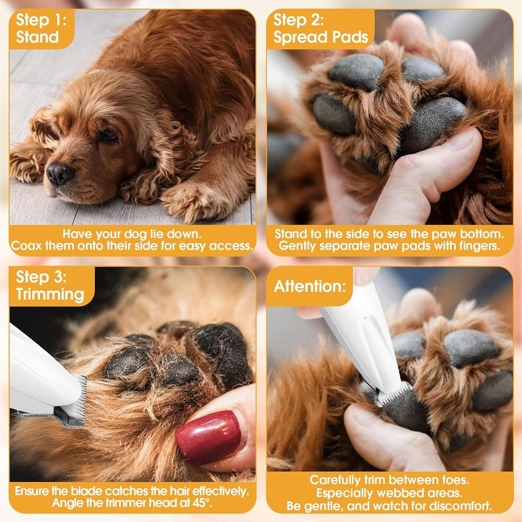 1PC Dog Paw Trimmer with LED Light,35dB Low Noise Precision Pet Paw Trimmer for Dogs Cats Grooming Clippers,Safety Electric Paw Hair Trimmer for Paws,Ears,Rump,Face,Eyes,Dog