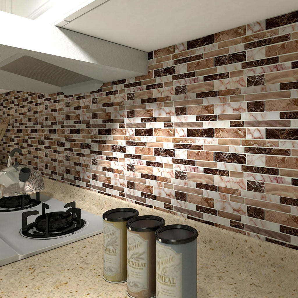 WOWSTAR 10-Sheet Peel and Stick Backsplash Tile for Kitchen, Back Splash Stick On Tiles for Kitchen Wall (Sand)