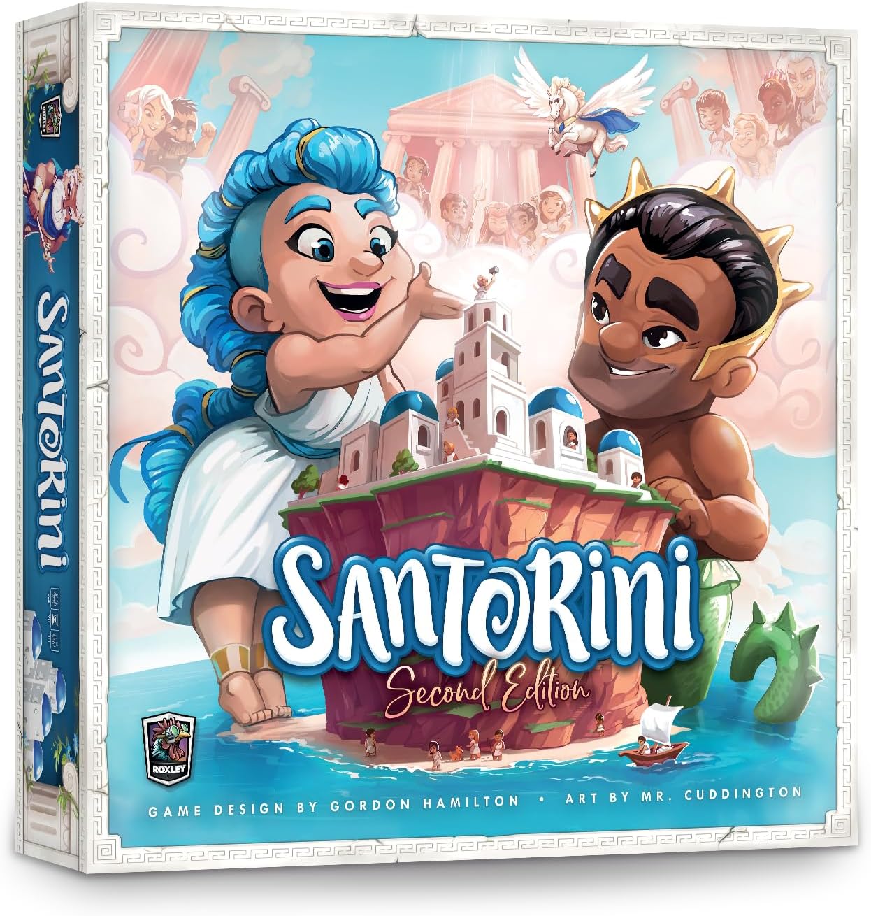 Santorini: Second Edition Board Game – 2–4 Player Greek Strategy Game with 3D Towers & God Powers