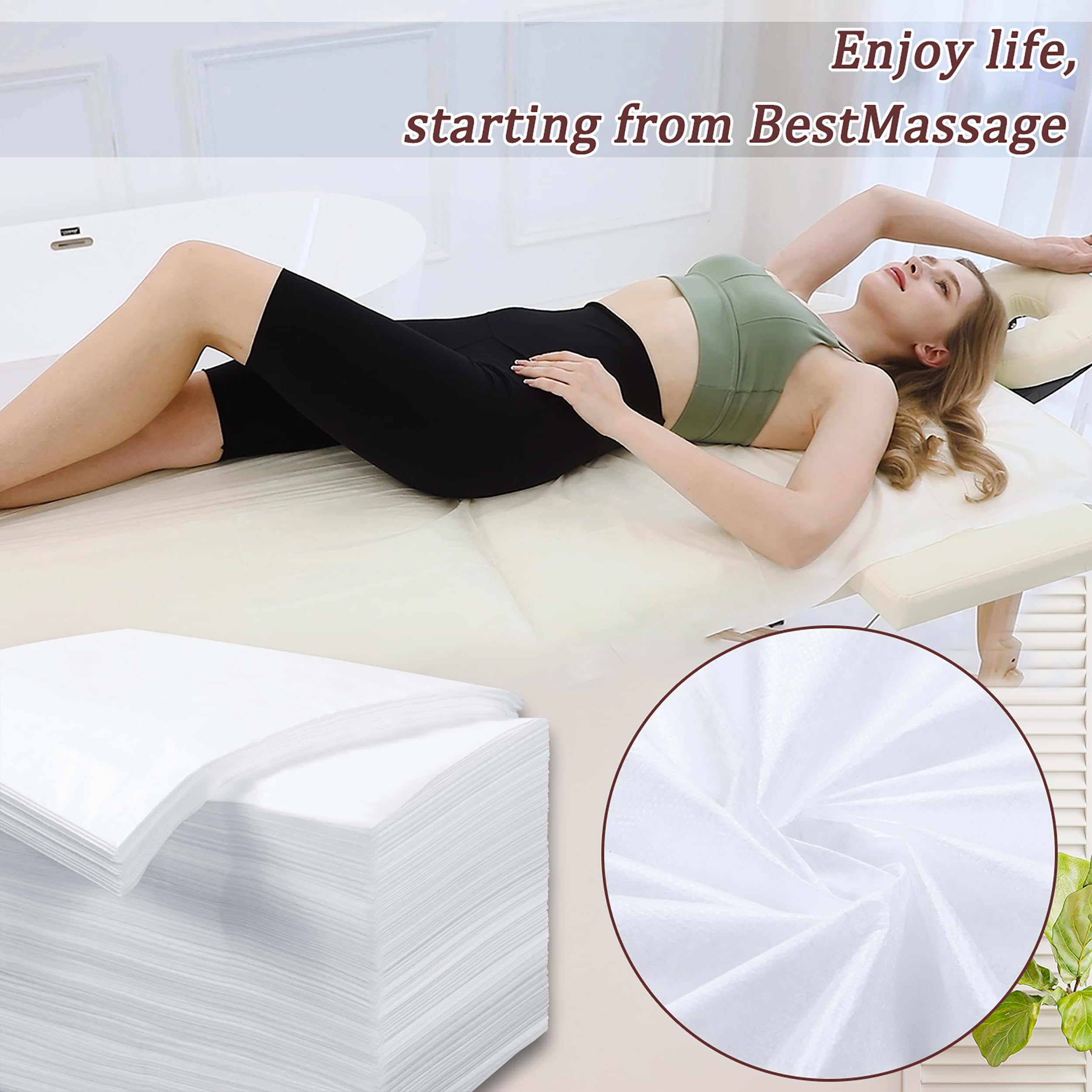 Disposable Bed Sheets 100 Pcs 31" x 71" Massage Table Sheets Non Woven Fabric SPA Bed Cover Breathable for Massage Beauty Tattoos（Black）