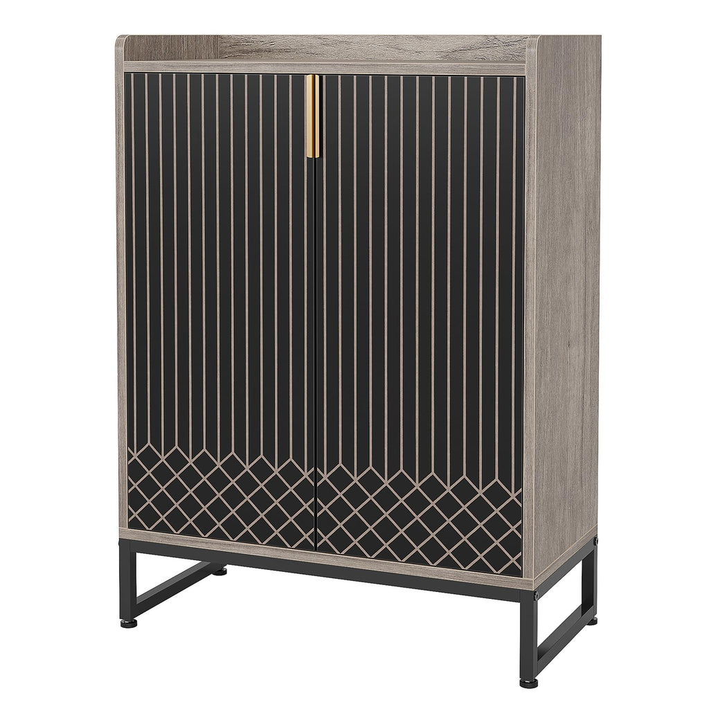 Tribesigns Modern Shoe Cabinet for Entryway, 25 Pairs Shoe Cabinet with Doors, Wood 5-Tier Shoe Organizer, Freestanding Brown Shoe Storage Cabinets with Black Metal Frame for Bedroom Living Room