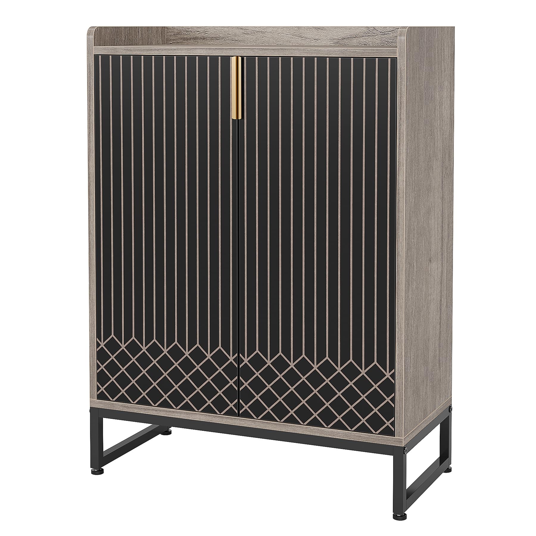 Tribesigns Modern Shoe Cabinet for Entryway, 25 Pairs Shoe Cabinet with Doors, Wood 5-Tier Shoe Organizer, Freestanding Brown Shoe Storage Cabinets with Black Metal Frame for Bedroom Living Room
