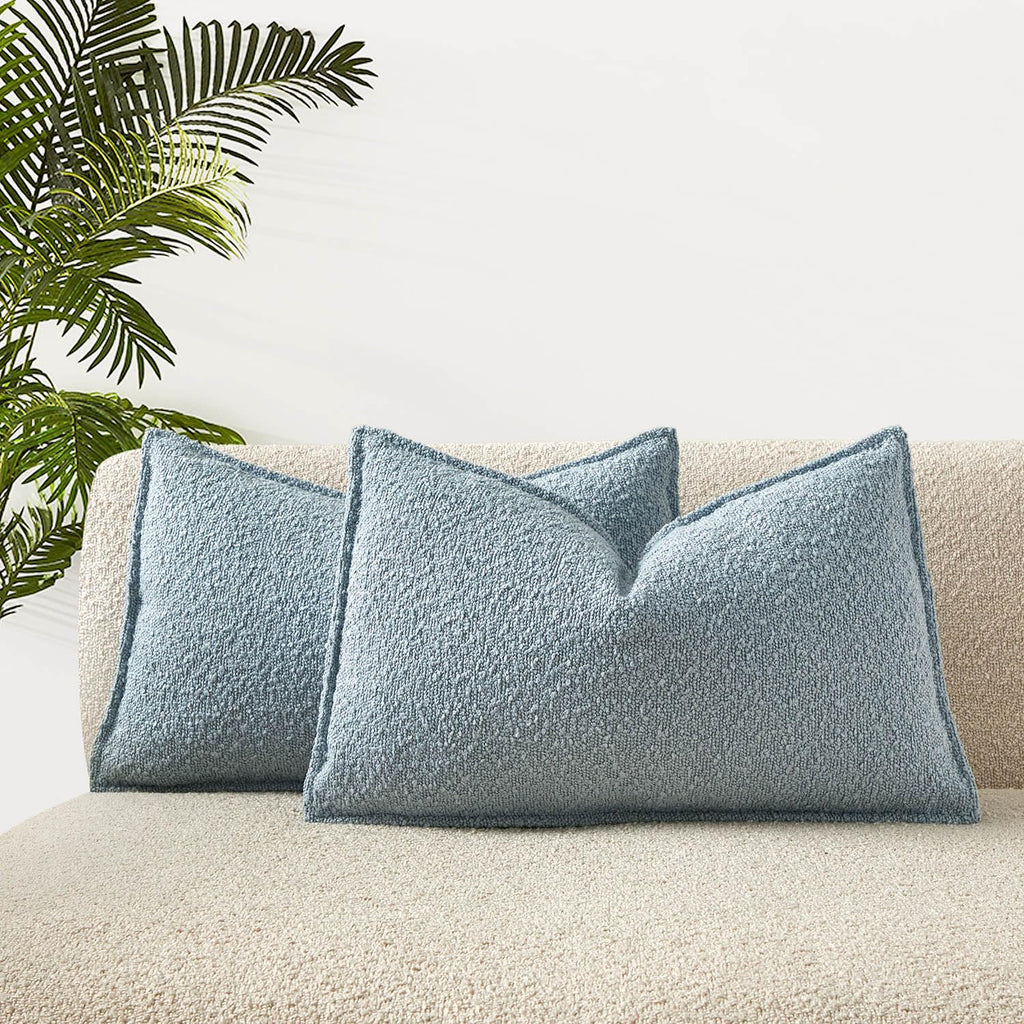 JUSPURBET Pillow Covers Set of 2 Decorative Throw Pillow Covers Case for Couch Sofa Bed Soft Boucle Textured Cushion Covers with Hidden Zipper for Home Decor Living Room 16x16,Beige