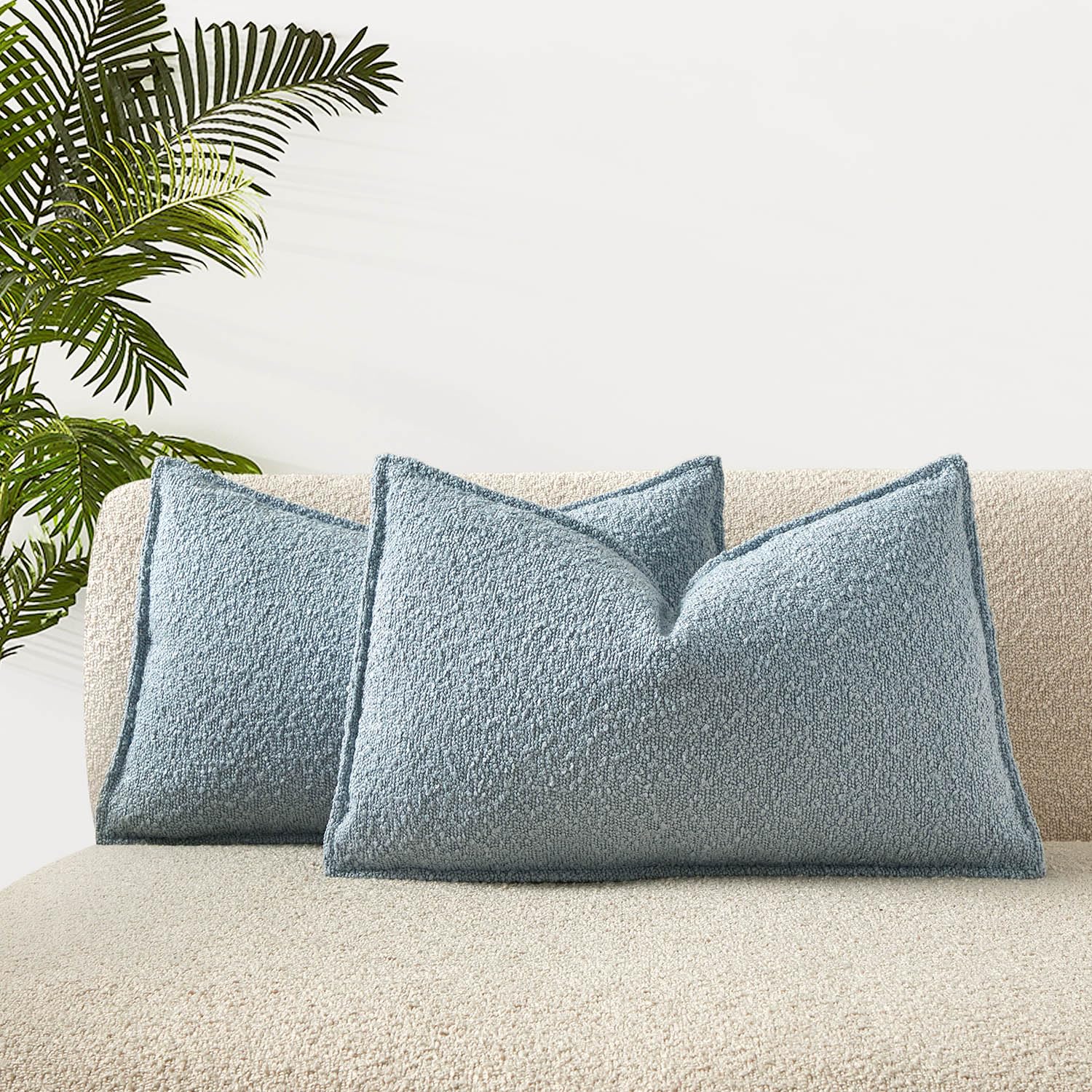JUSPURBET Pillow Covers Set of 2 Decorative Throw Pillow Covers Case for Couch Sofa Bed Soft Boucle Textured Cushion Covers with Hidden Zipper for Home Decor Living Room 16x16,Beige