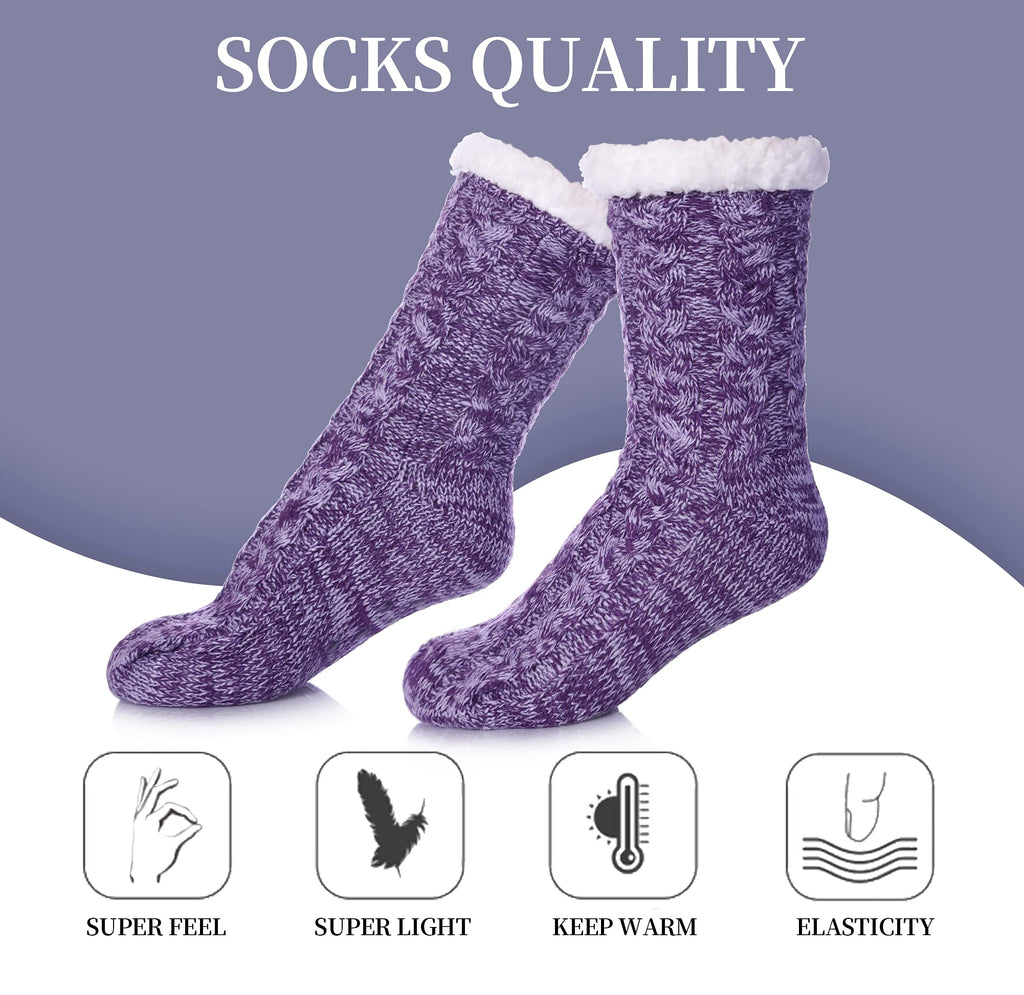 SDBING Women's Winter Super Soft Warm Cozy Fleece Lined Fuzzy Slipper Socks with Grippers