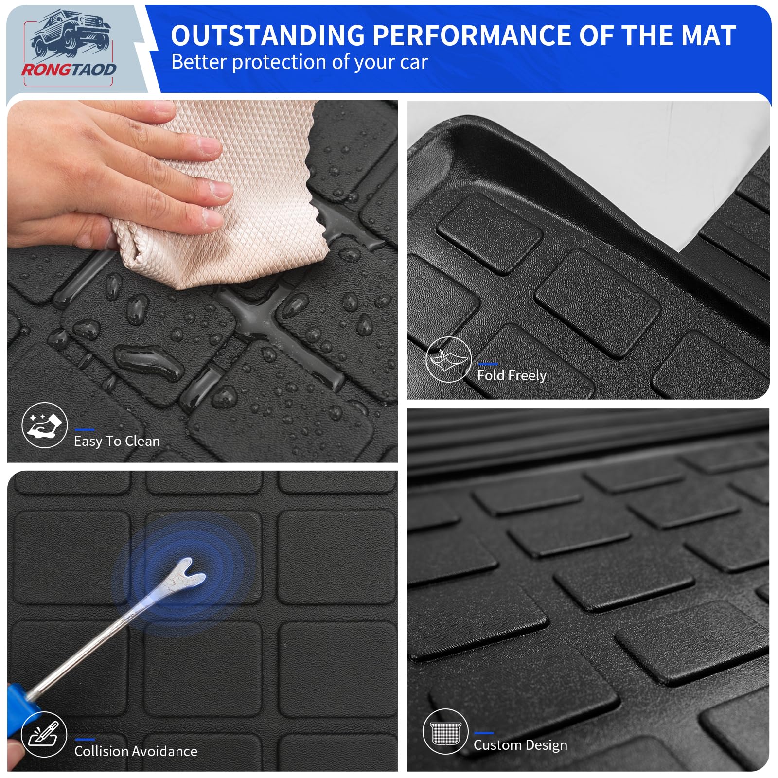 Rongtaod Back Seat Protector Compatible with 2021-2025 2026 Kia Sorento 6&7 Seats Back Seat Cover Kick Mats Cargo Liner Trunk Mat TPE All Weather 2024 Sorento Accessories (2nd Row Backrest Mat)