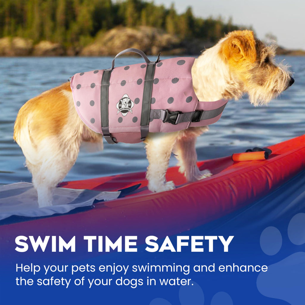 Dog Life Jacket — Premium Swim Vest with SafeChin Anti-Choke Collar | PAWS Aboard Blue & Yellow | RapidLift Rescue Handle, D-Ring, Reflective Trim | Boating, Kayaking, Pool | XX-Small (Under 6 lbs)