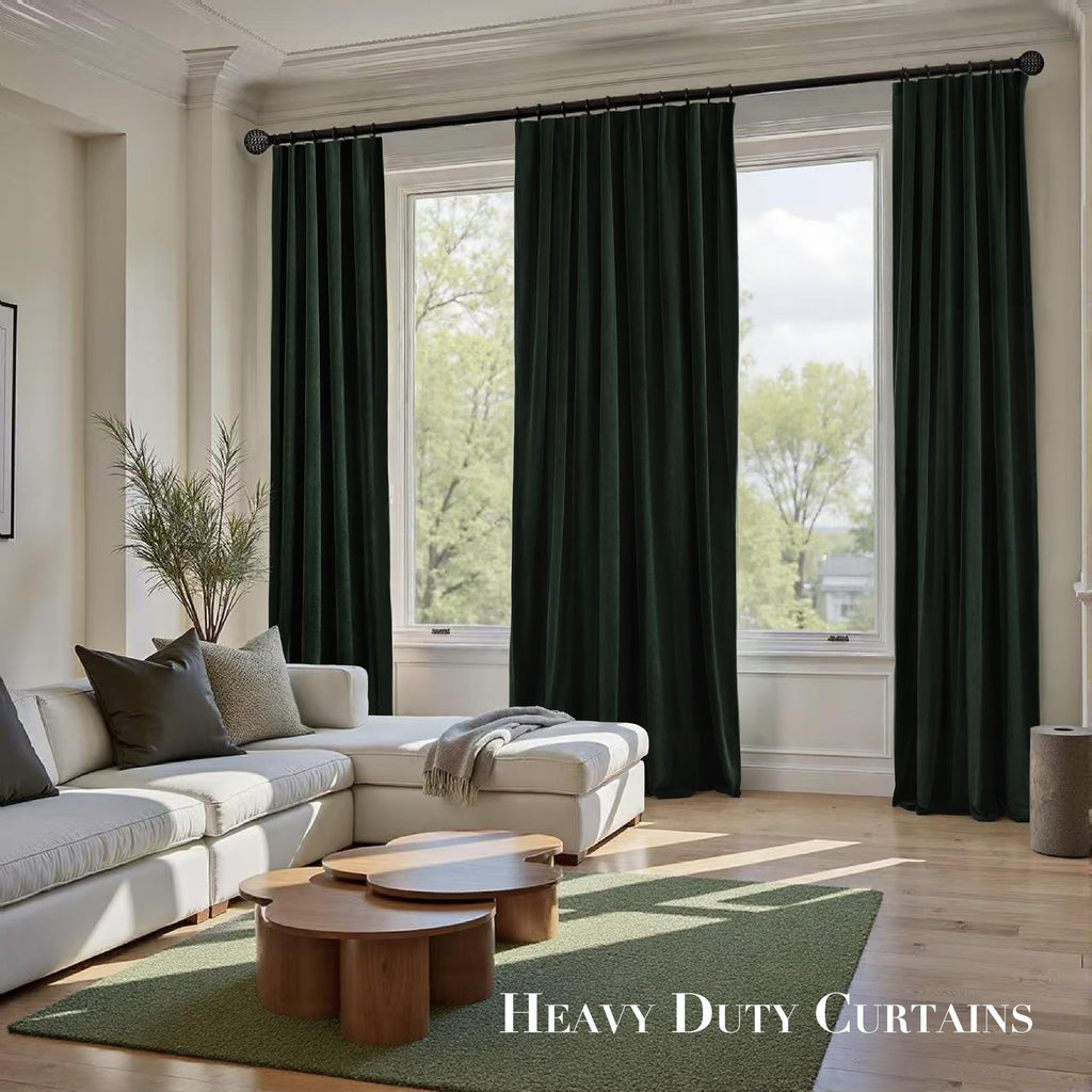 Nemia Dark Green Velvet Curtains Thermal Insulated Blackout Curtain for Bedroom Window Living Room Darkening Luxury Vintage 63 Inches Long Heavy Drapes Panels Rod Pocket Set of 2