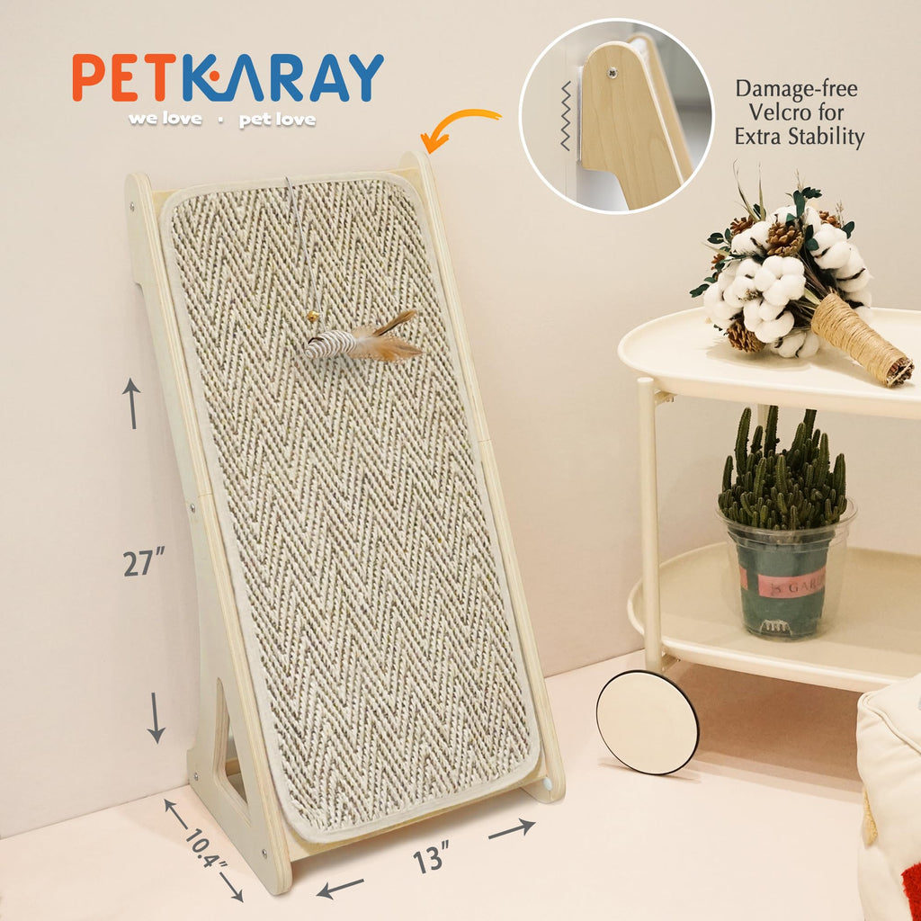 PETKARAY Couch Corner Cat Scratcher, 28.5" Sisal Scratching Post for Cats | Corner Wall Scratch Pad for Furniture Protection, Large Vertical Cat Scratching Post with Plush Base