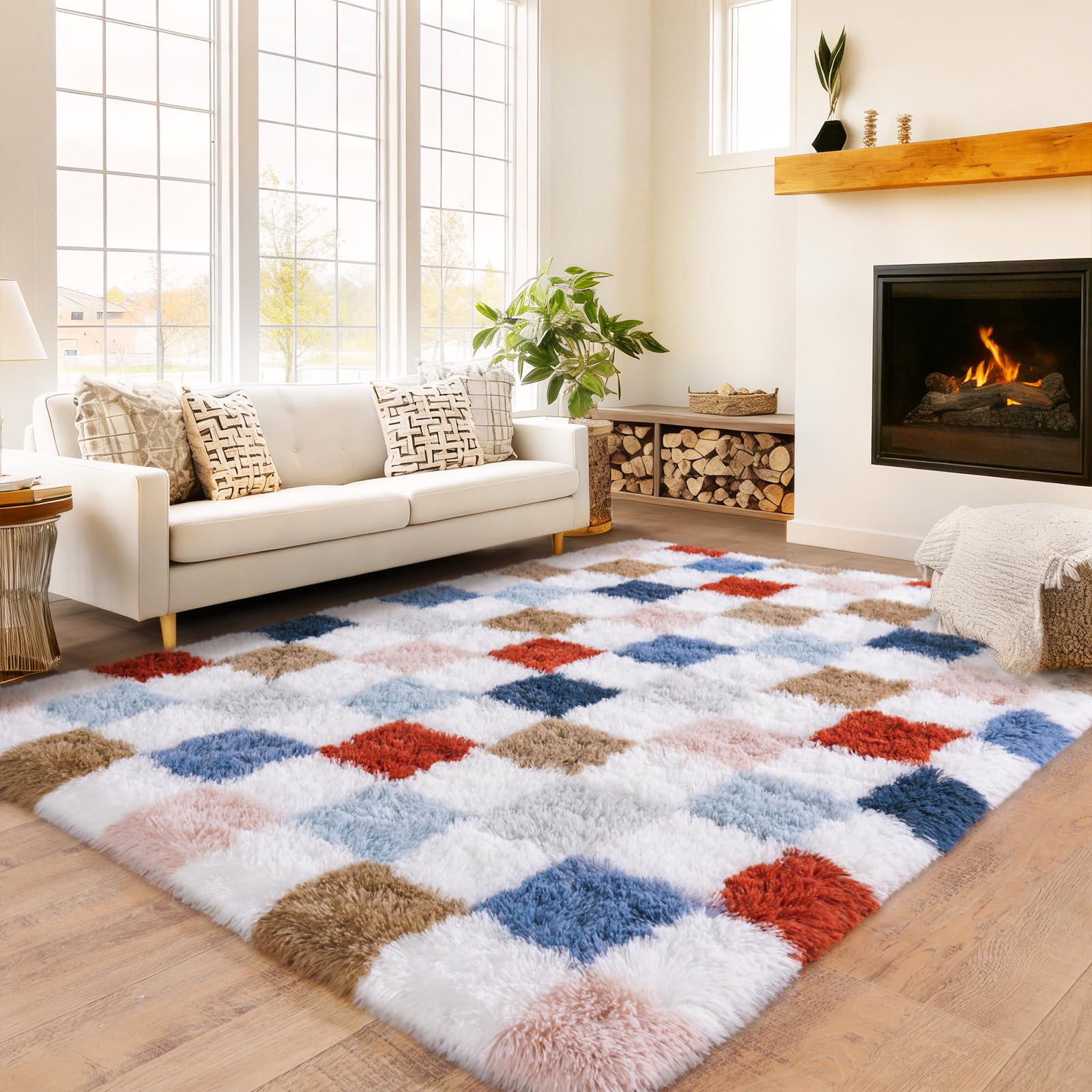 Awaytail Fluffy Rug Washable 2x3 Feet, Pure Black Desk Chair Rug Non-Slip, Super Soft Kids Rug for Boys Nursery Dorm Decor