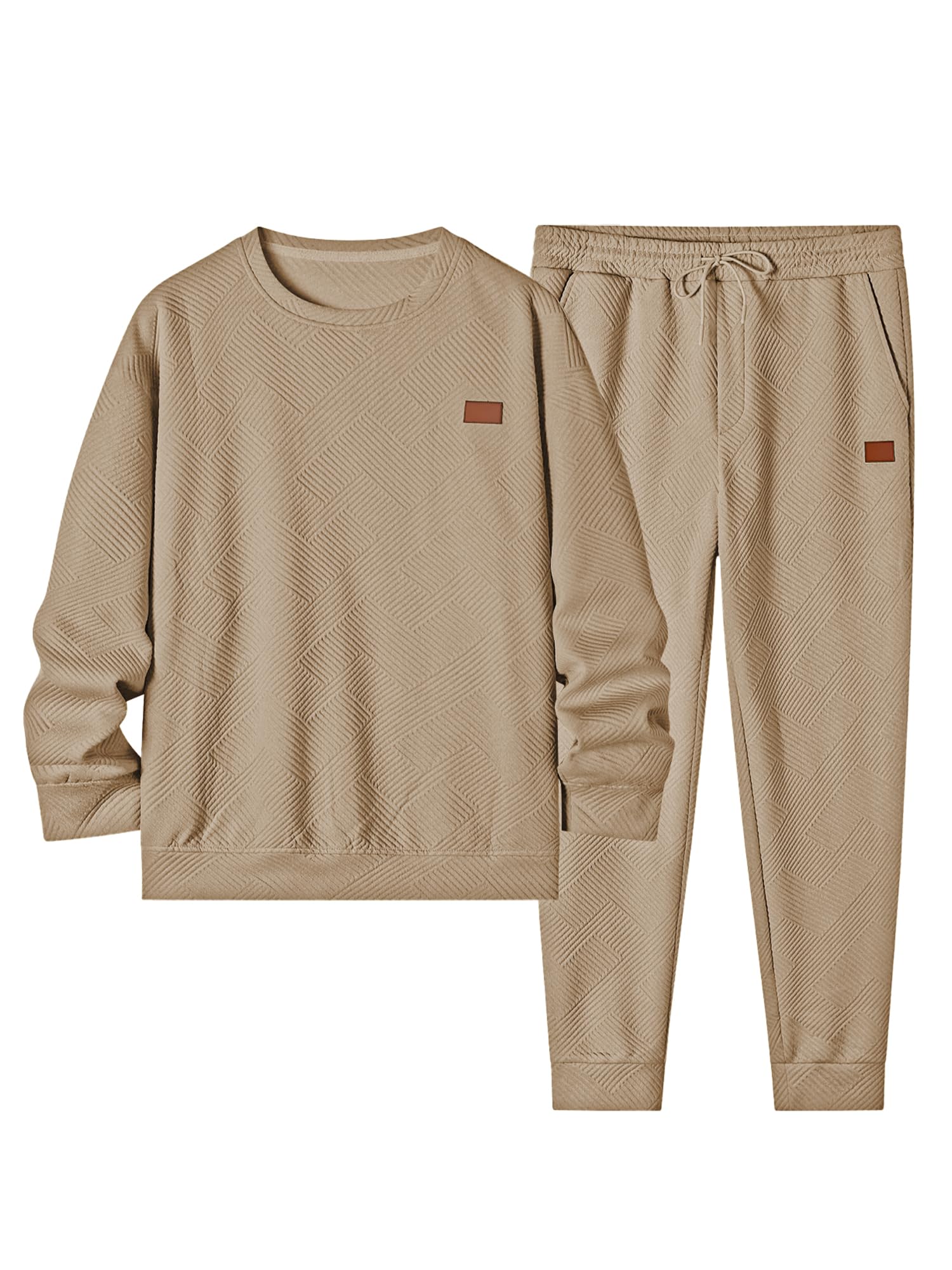 JMIERR Men's 2 Piece Outfits Knit Jacquard Pullover Sweatshirt Tracksuit & Joggers Sweatpants Sweatsuit Sets with Pockets