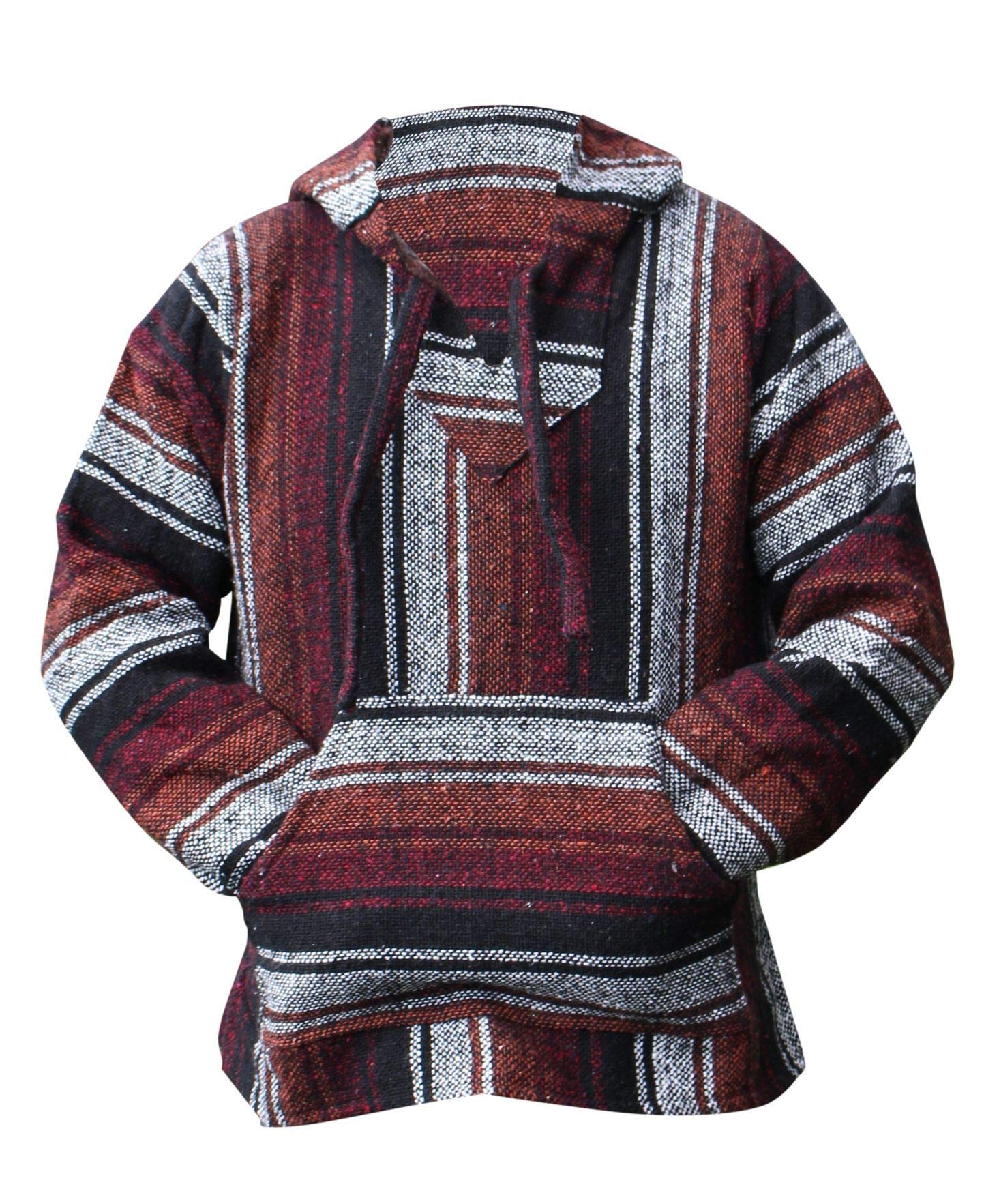 Del Mex Mexican Baja Hoodie Hippie Surf Poncho Sweater Sweatshirt Pullover Jerga