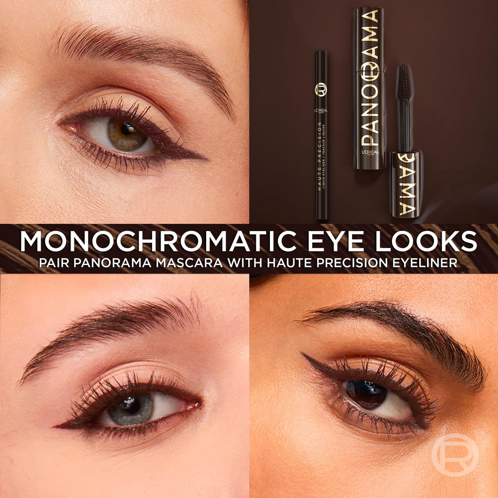 L'Oreal Paris Voluminous Panorama Mascara, Volumizing and Lengthening Formula, Longwear, Smudge-Resistant and Washable, All Night Black Mascara, 0.33 Fl Oz