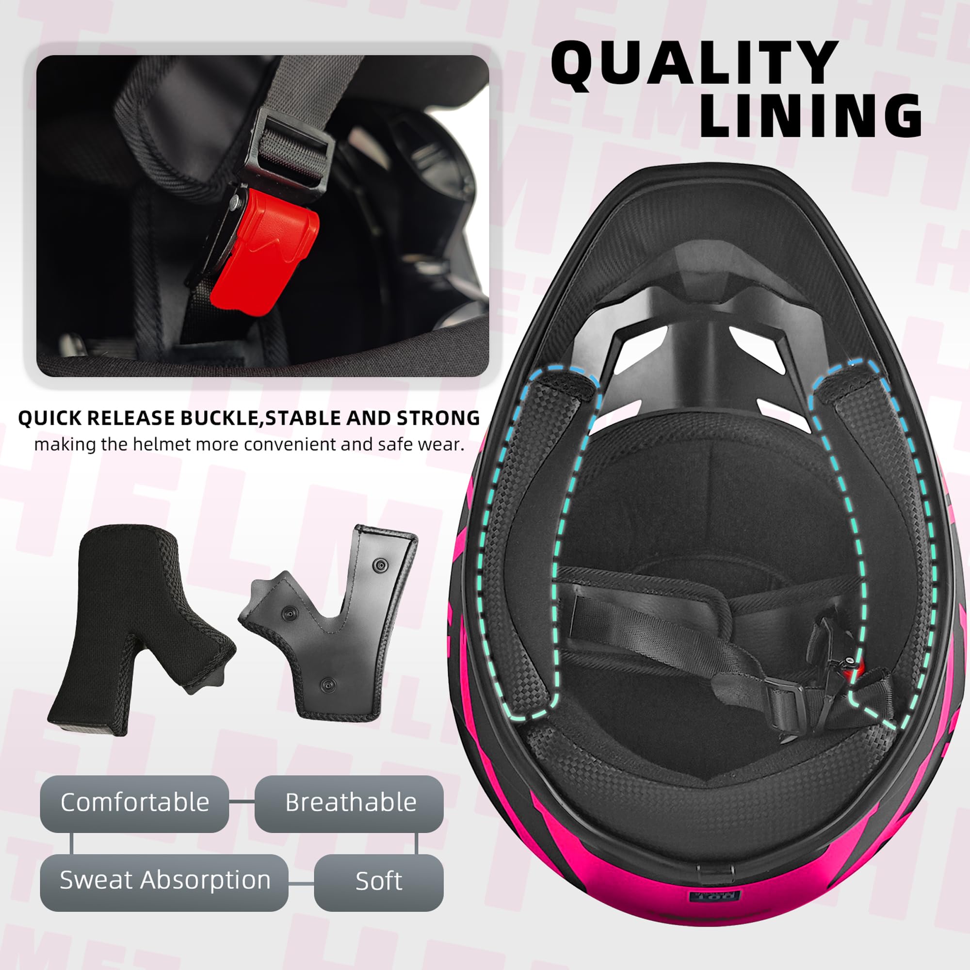 Youth Kids Motocross Helmet Full Face Motorcycle Dirt Bike Off-Road Mountain Bike BMX MX ATV Helmet,DOT Approved,W/Gloves Goggles Mask 4Pcs Set (Black, S)