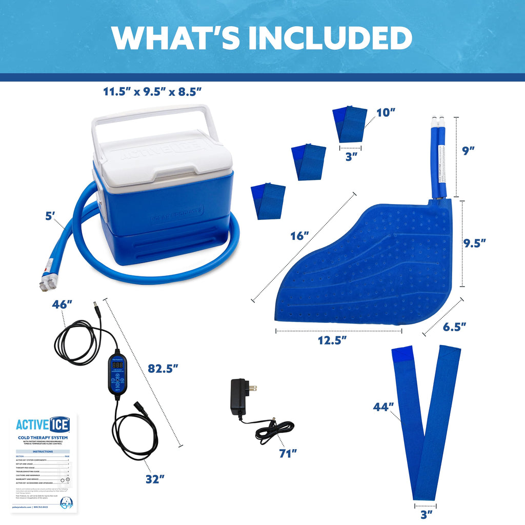 Polar Active Ice 3.0 Cold Therapy Ice Machine System with Programmable Timer, Back and Hip Compression Pad, Lightweight 9 Quart Cooler, Quiet Pump, Strong Cryotherapy Pain Relief Treatment