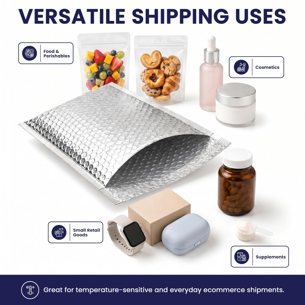 200-Pack Insulated Silver Thermal Bubble Mailers 6 x 7 - Waterproof Metallic Foil Self-Sealing Padded Envelopes for Cold Shipping, Perishables, Food, Cosmetics, Pharmaceuticals