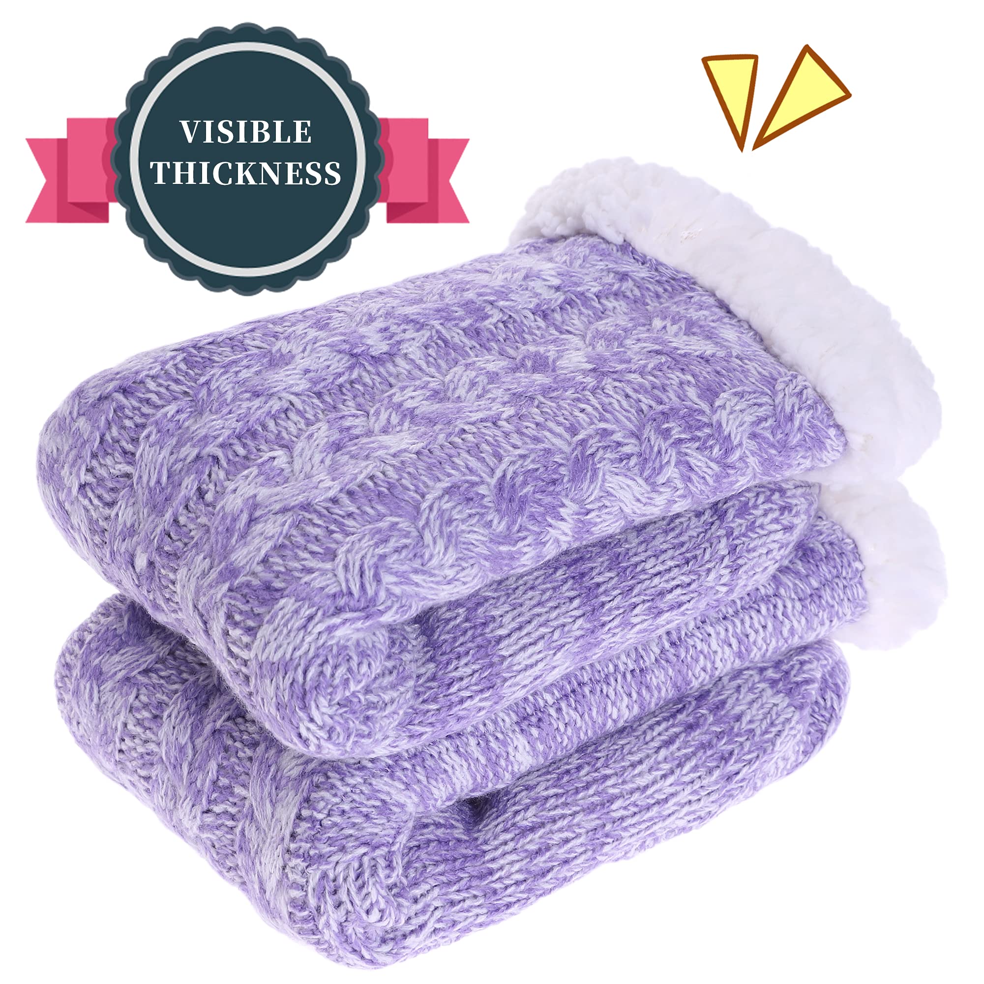 SDBING Women's Winter Super Soft Warm Cozy Fleece Lined Fuzzy Slipper Socks with Grippers