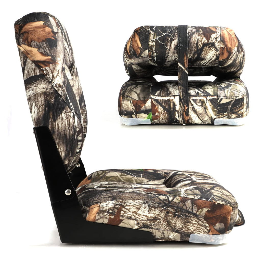 NORTHCAPTAIN Marine Boat Chair 2 Pack,Camo High Back Folding Fishing Boat Seat for Fishing, Bass/Jon/Pontoon Boats, 4 Mounting Screws Included