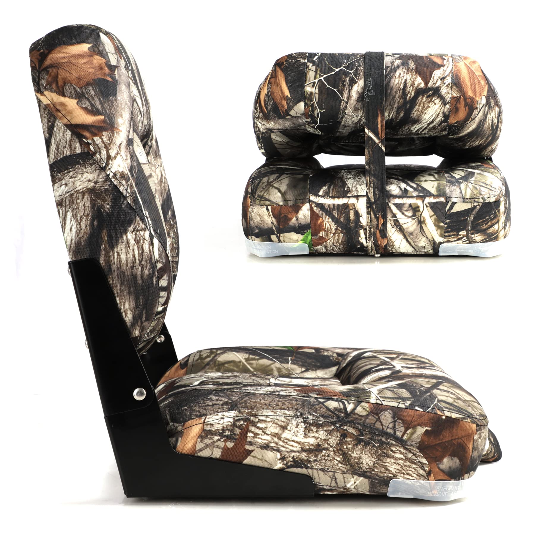 NORTHCAPTAIN Marine Boat Chair 2 Pack,Camo High Back Folding Fishing Boat Seat for Fishing, Bass/Jon/Pontoon Boats, 4 Mounting Screws Included