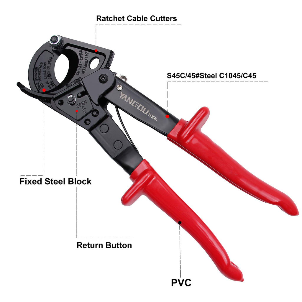 Yangoutool Heavy-Duty Ratcheting Cable Cutters for Large Copper, Aluminum, and Armored Cables - J40 Wire Cutter up to 300 mm², Electrical Wire Cutting Tool