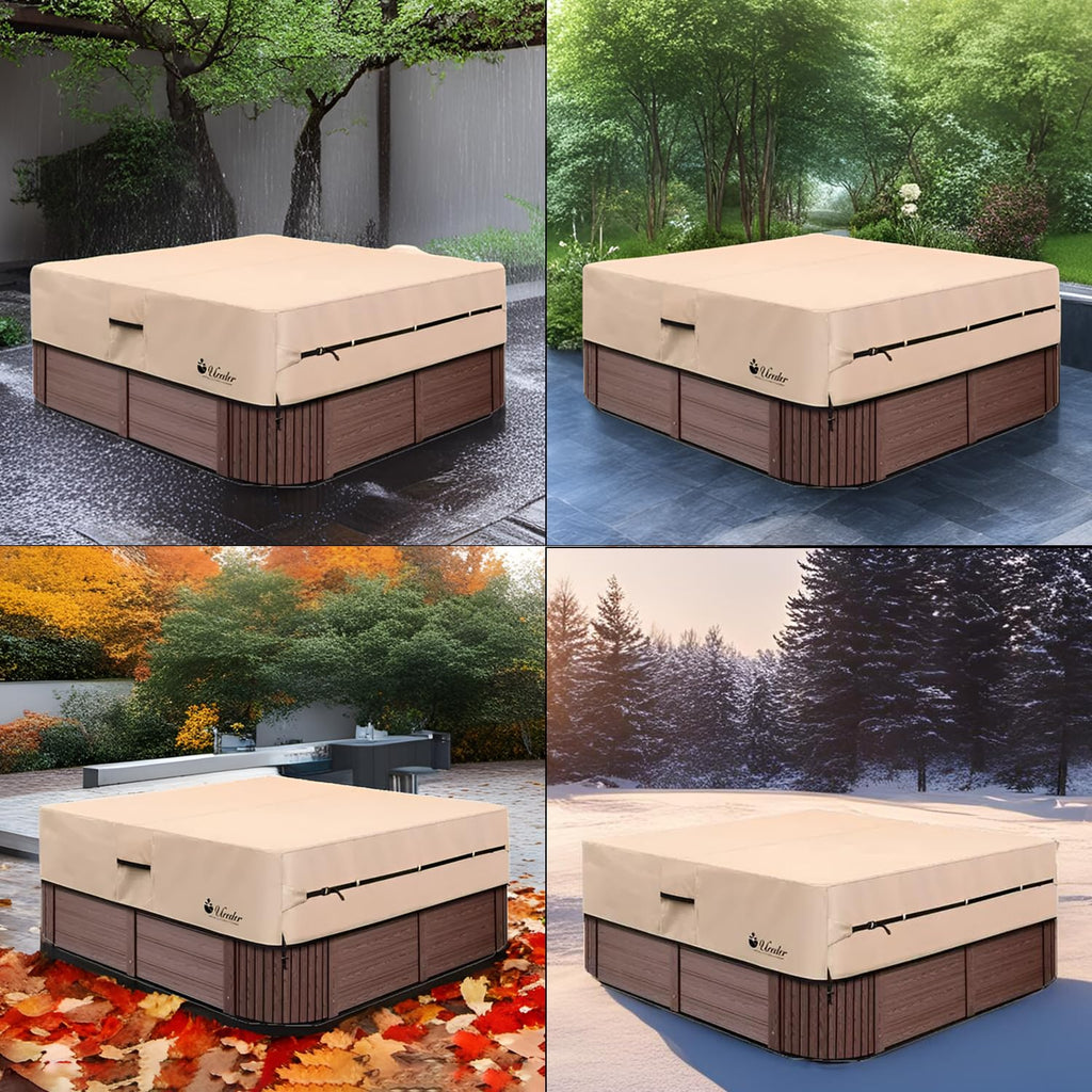 Round Hot Tub Cover Outdoor Waterproof Spa Cover Cap(83''x 20'') 600D Heavy Duty Polyester Hot Tub Cover Protector(Brown)