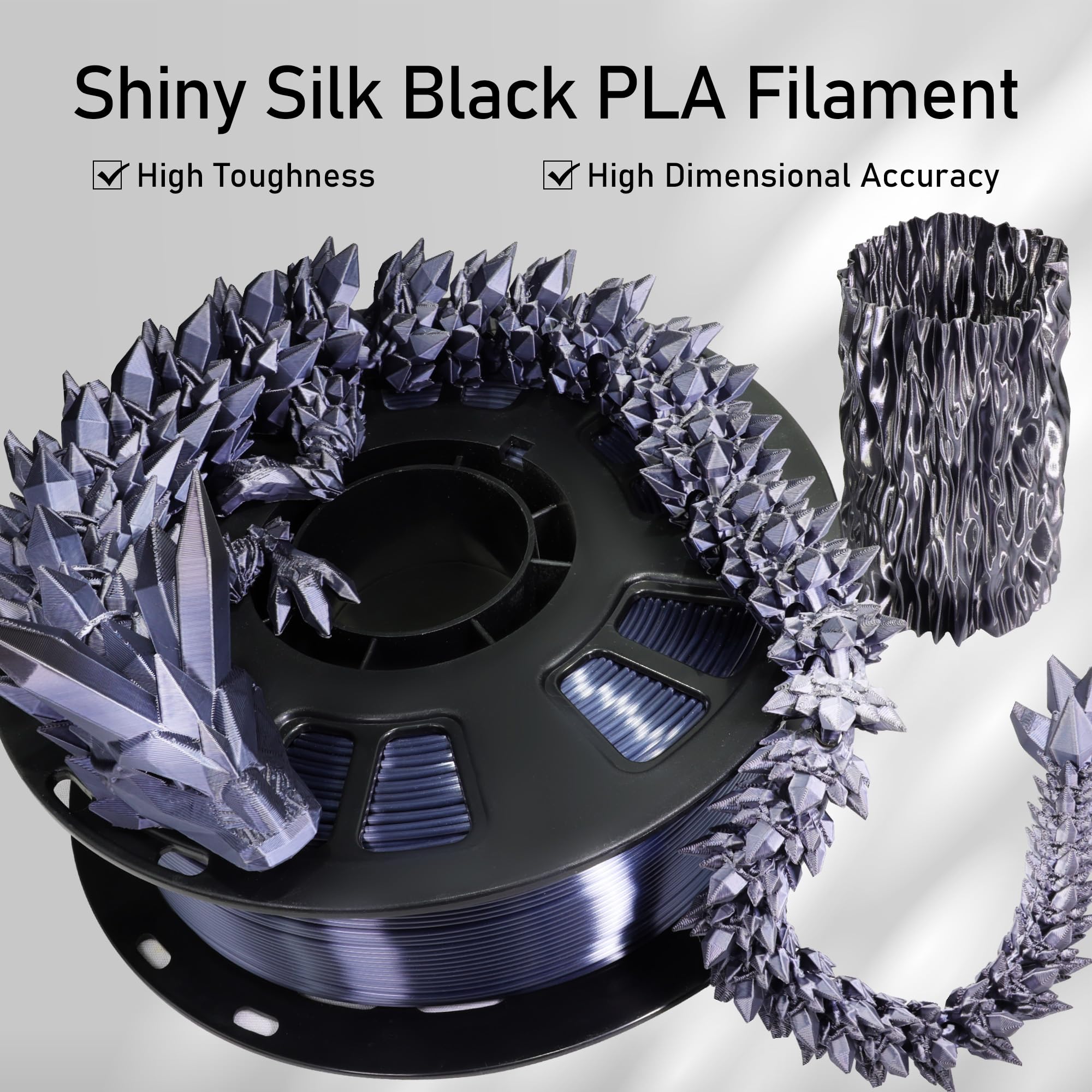 1.75mm PLA 3D Printer Filament Bundle: Glow in Dark Green/Blue/Purple/Rainbow, One Spool Clear Multi Colored, Each Spool 250g, Total 1.25Kg 3D Printing Material, 250g x 5 Spools Glow in Dark PLA