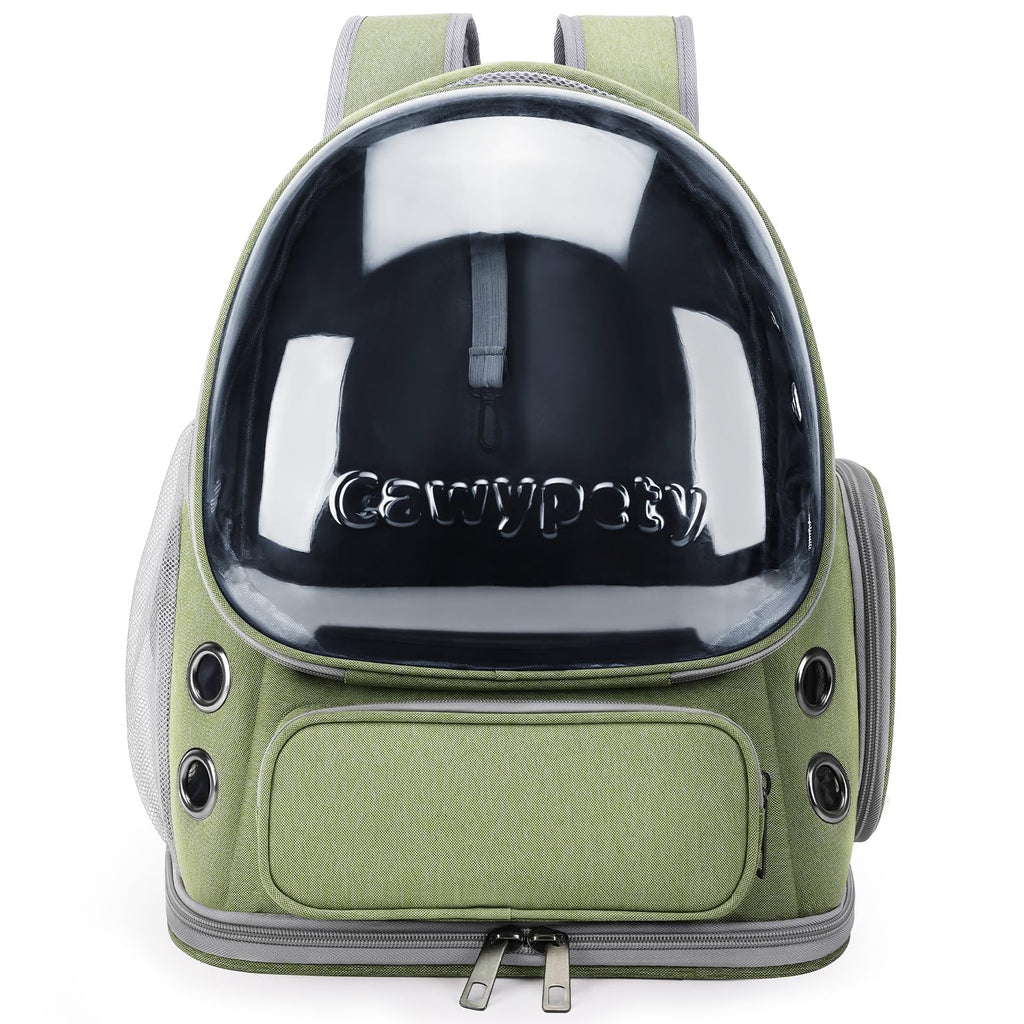 Cawypety Cat Backpack Carrier, Breathable Cat Carrier Large Space Bubble Pet Backpack for Kitty Small Dog up to 12lbs, Transparent & Foldable Pet Carrier for Travel Hiking (Black