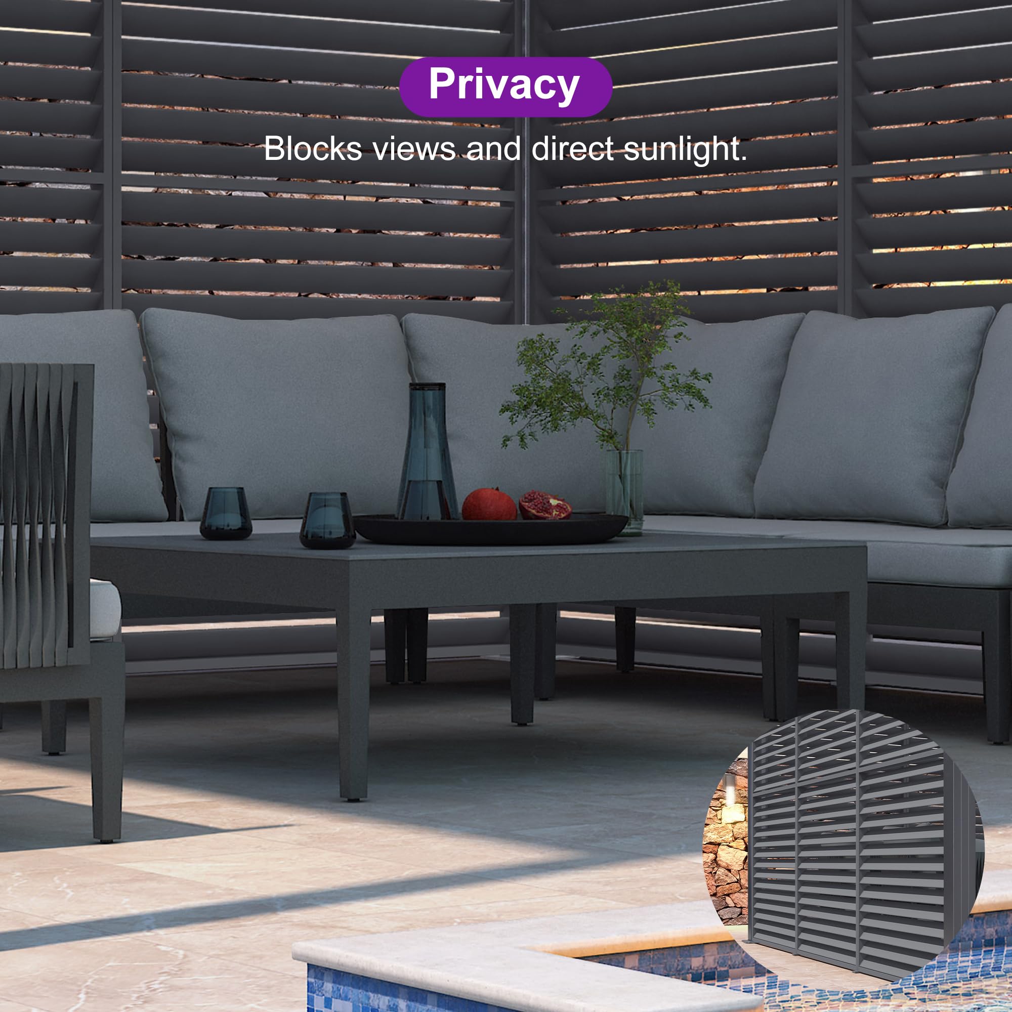 PURPLE LEAF 94AS 10'x12' Small Pergola Compact Aluminum Gazebo with Adjustable Louvered Hardtop for Patio Deck Cover Dark Gray All-Weather Outdoor