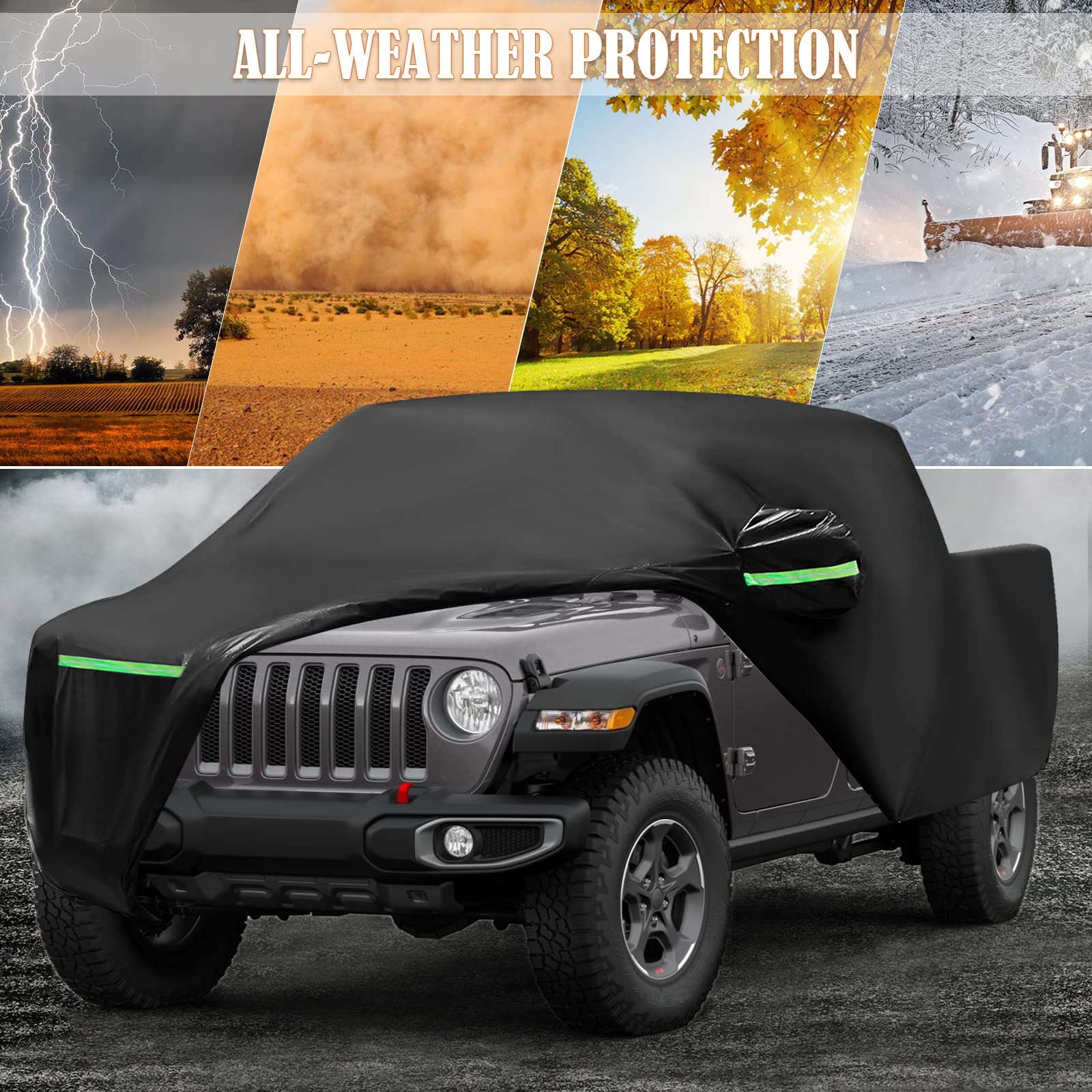 Waterproof Car Cover Replace for 1993-2010 Jeep Grand Cherokee, 6 Layers All Weather Car Cover with Zipper Door & Windproof Bands for Snow Rain Dust Protection