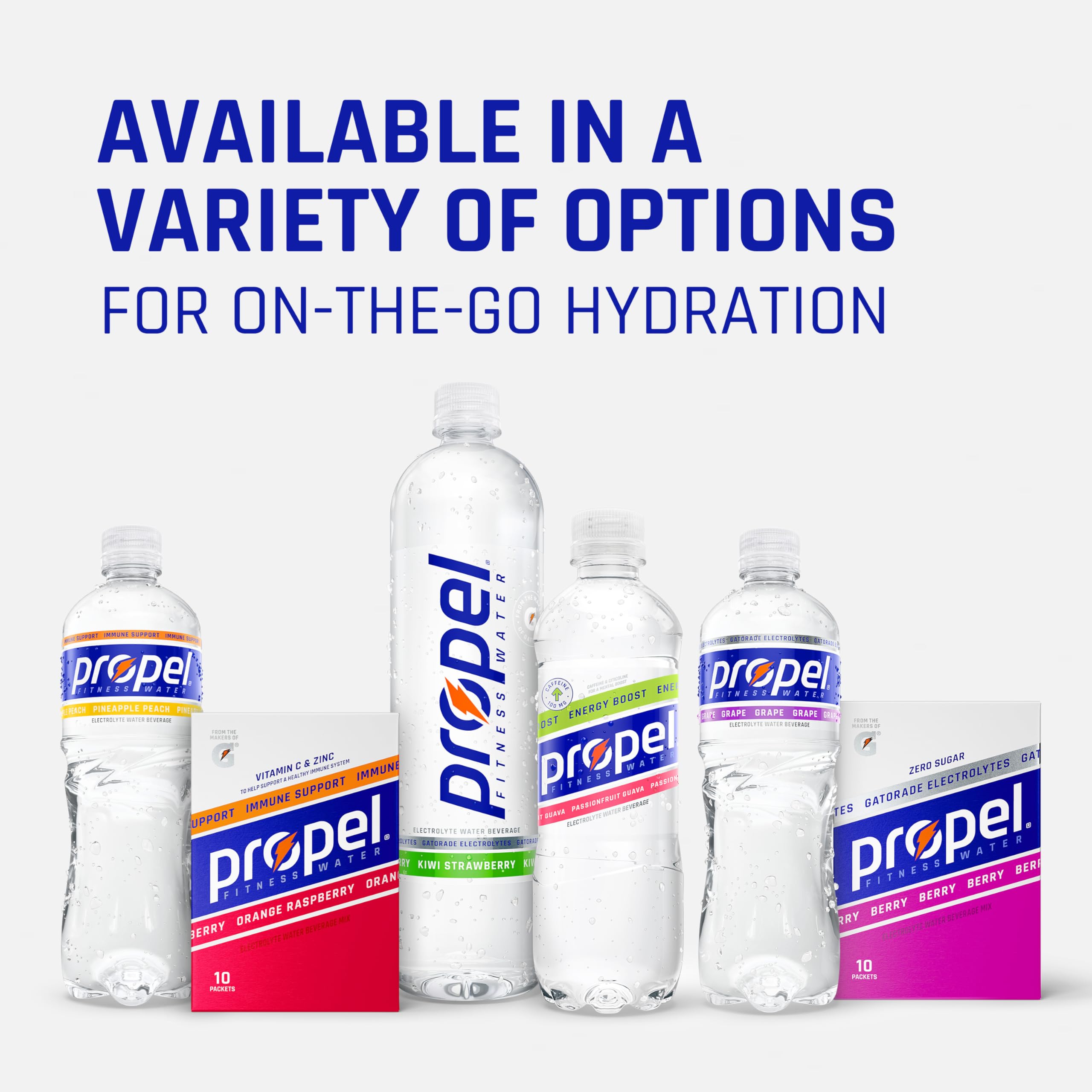 Propel Energy Boost Zero Calorie Flavored Water with Electrolytes and Caffeine, 3 Flavor Variety Pack, 16.9 fl oz Bottles (12 Pack)