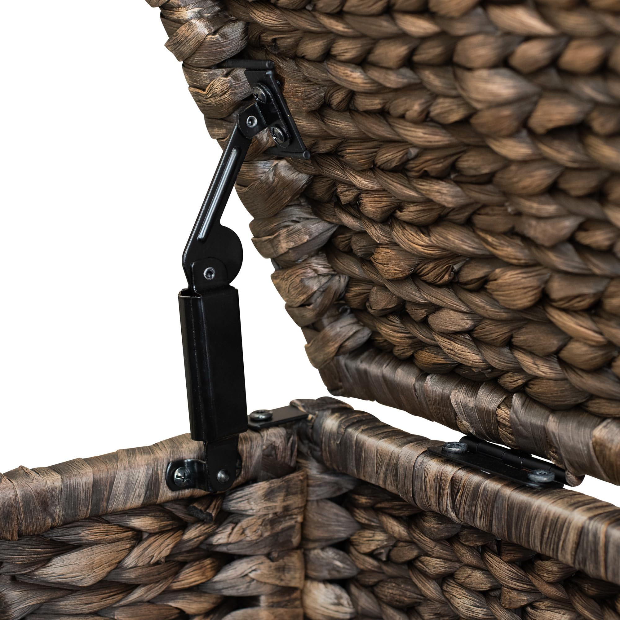 eHemco Heavy-duty Water Hyacinth Wicker Storage Trunk with Metal Frame, 30 by 17.5 by 17.5 Inches, Brown Wash