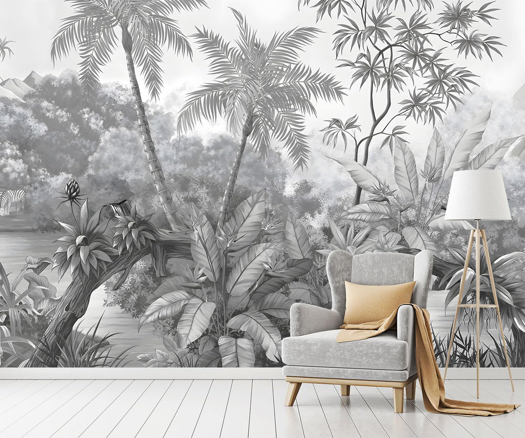 YQWDMX -Nursery Cartoon Woods Hand-Painted Animal Wallpaper Children's Room XT10 S 100" x 65"